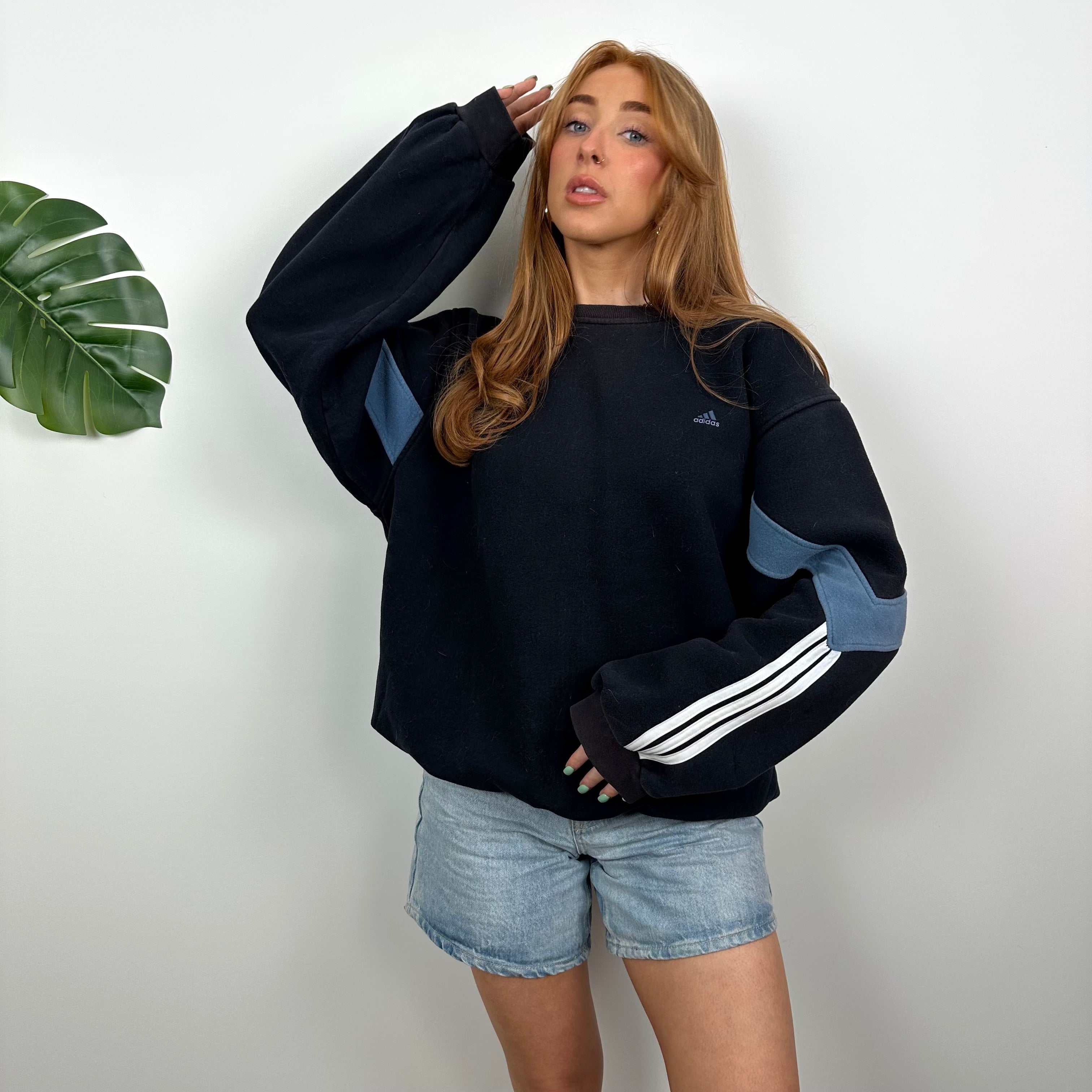 Adidas Navy Embroidered Spell Out Sweatshirt (M)