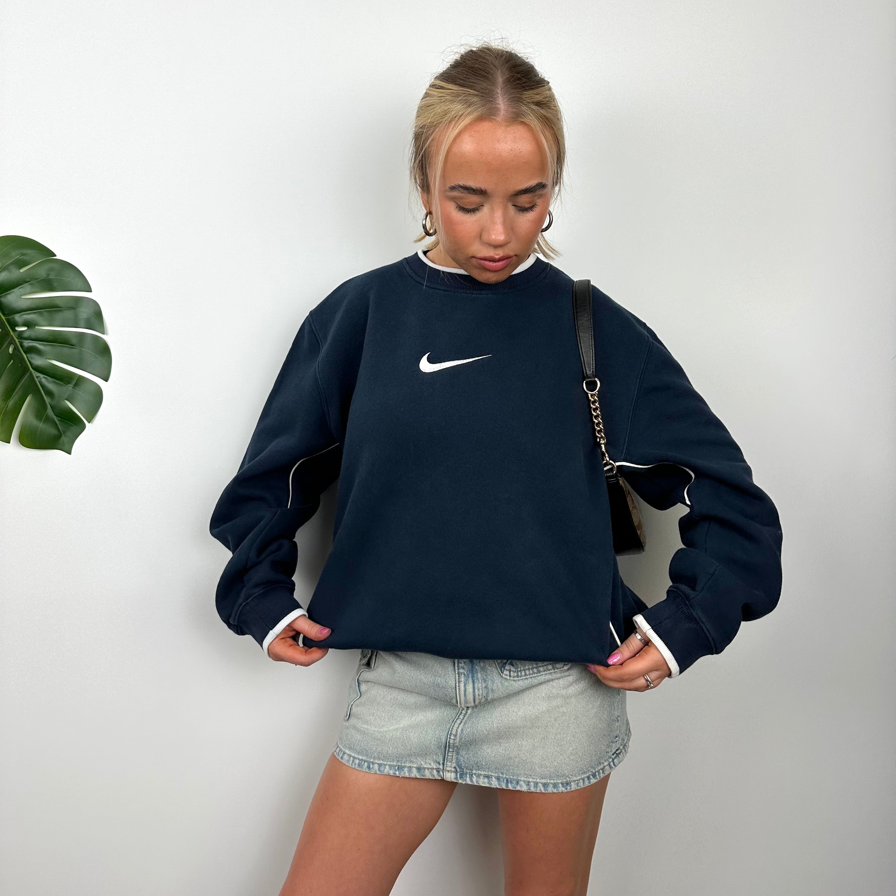 Nike Navy Embroidered Swoosh Sweatshirt (L)