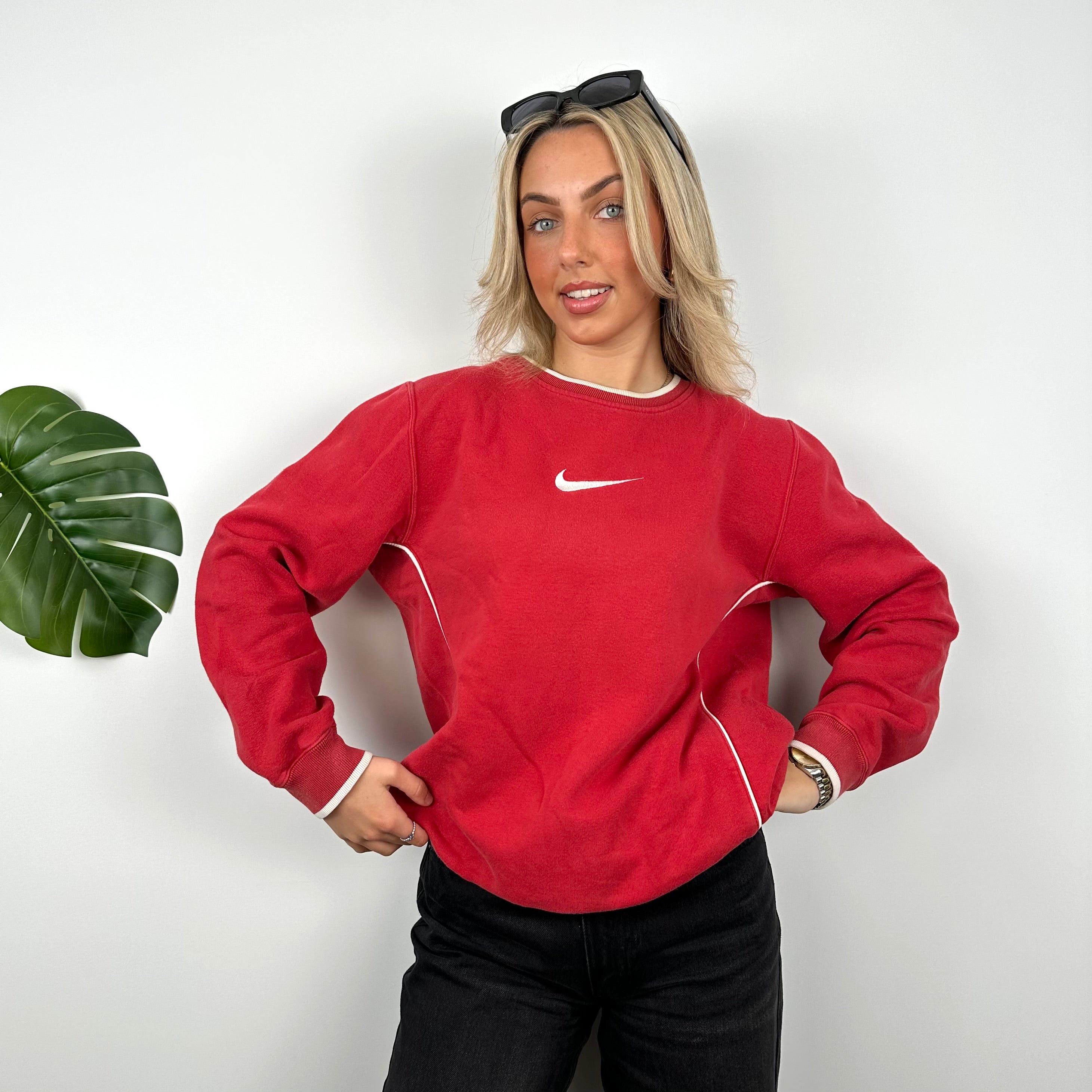 Nike Red Embroidered Swoosh Sweatshirt (M)