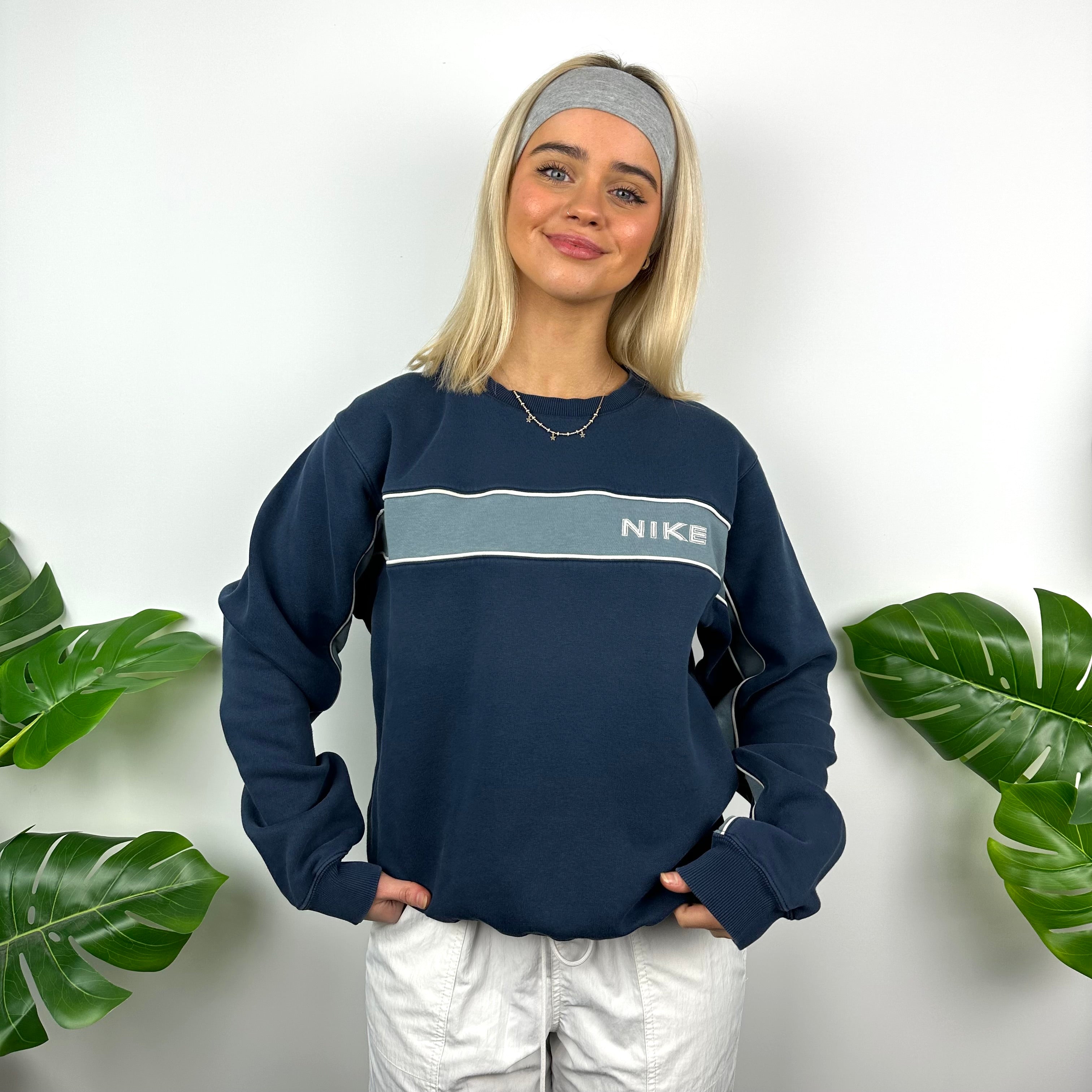 Nike Navy Embroidered Spell Out Sweatshirt (S)