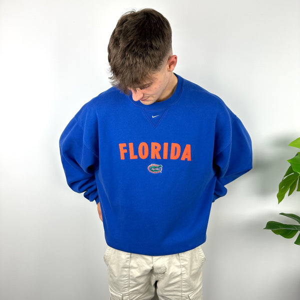 Nike X Florida Gators Blue Embroidered Spell Out Sweatshirt (XL)