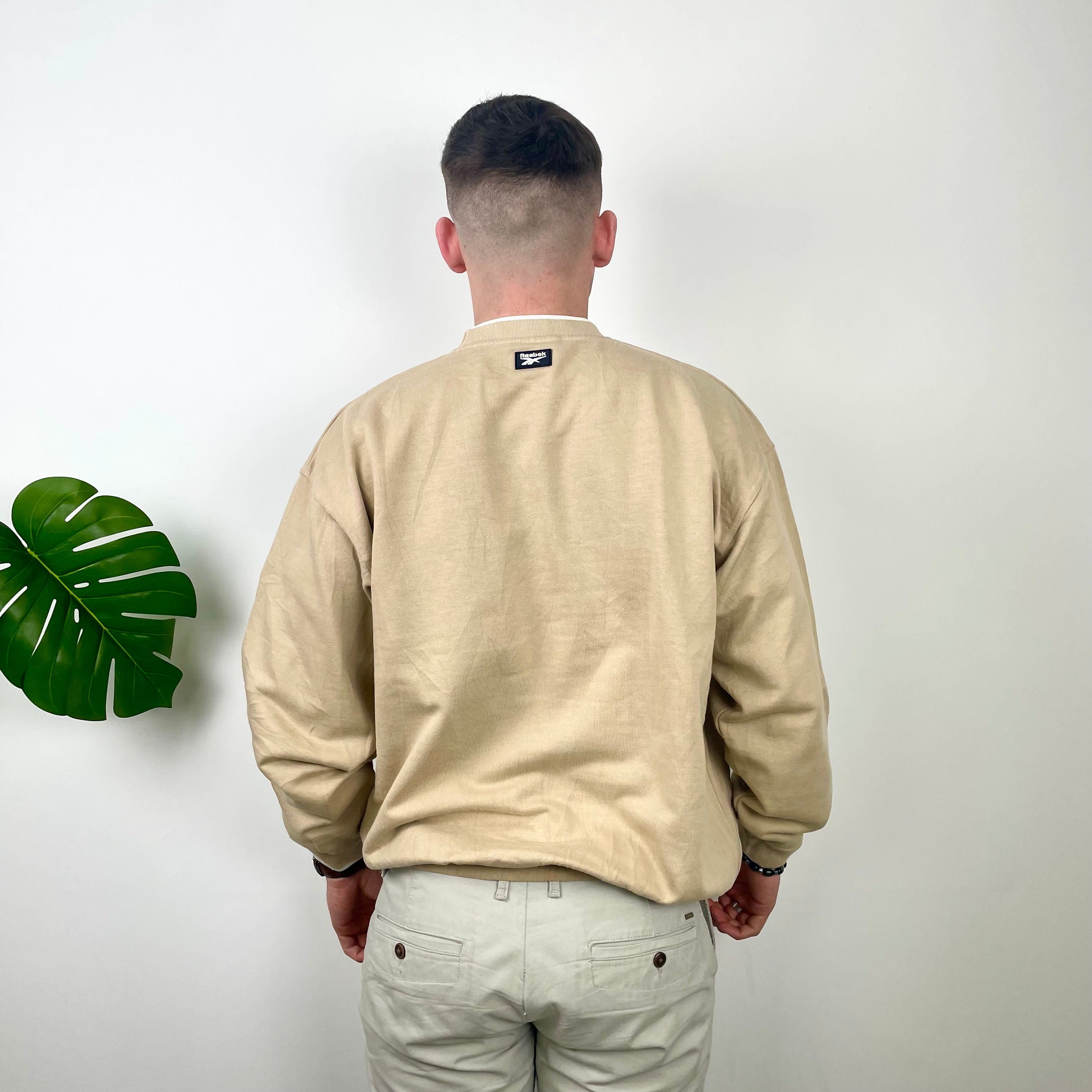 Reebok RARE Beige Embroidered Spell Out Sweatshirt (S)