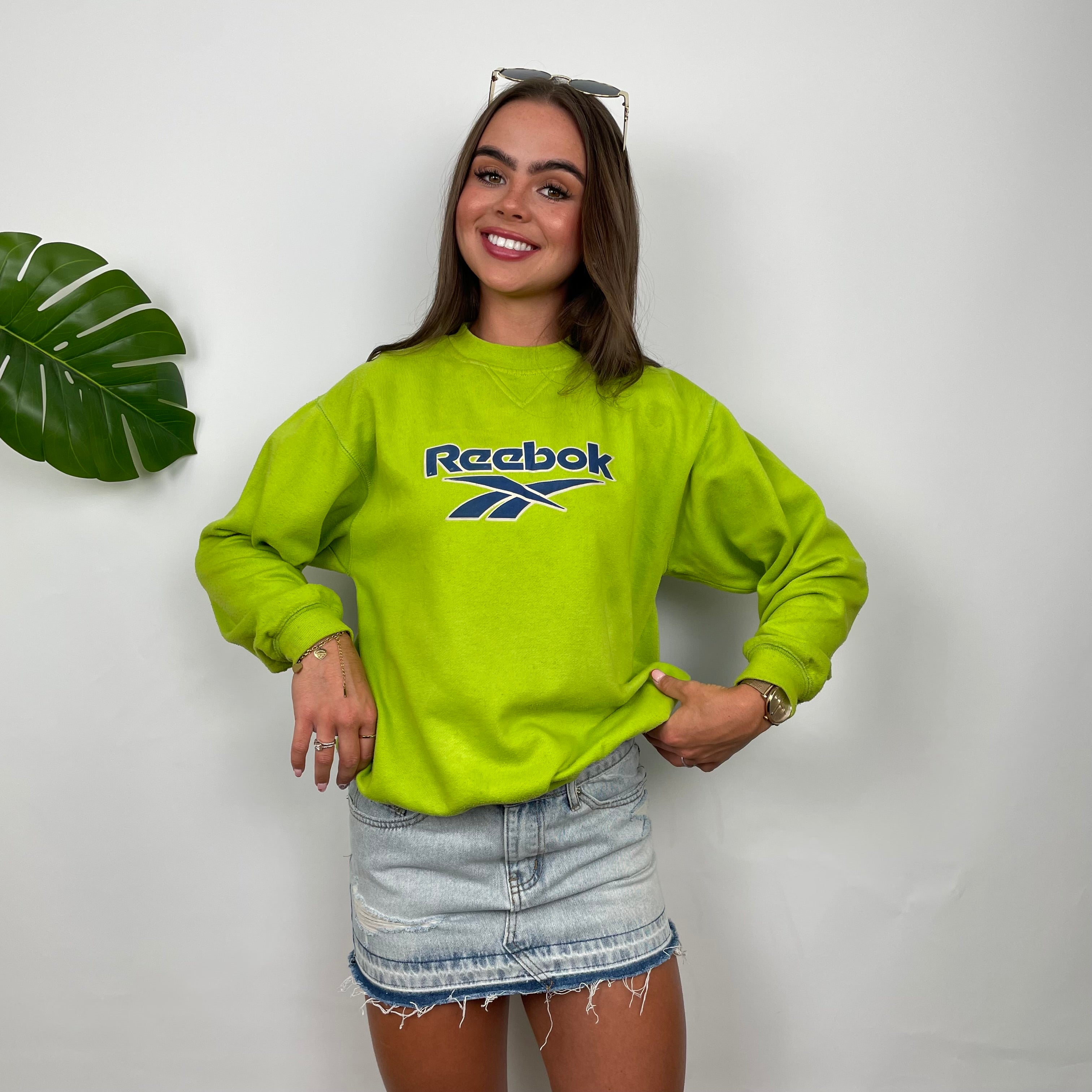 Reebok RARE Green Embroidered Spell Out Sweatshirt (XS)