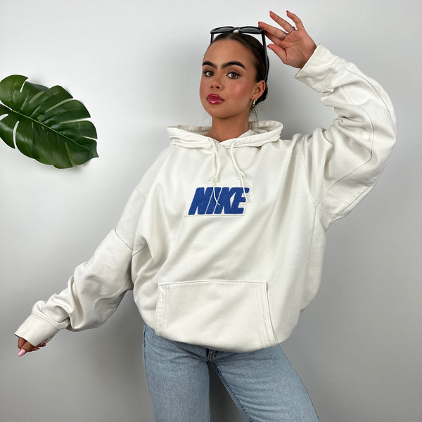 Nike White Embroidered Spell Out Hoodie (L)