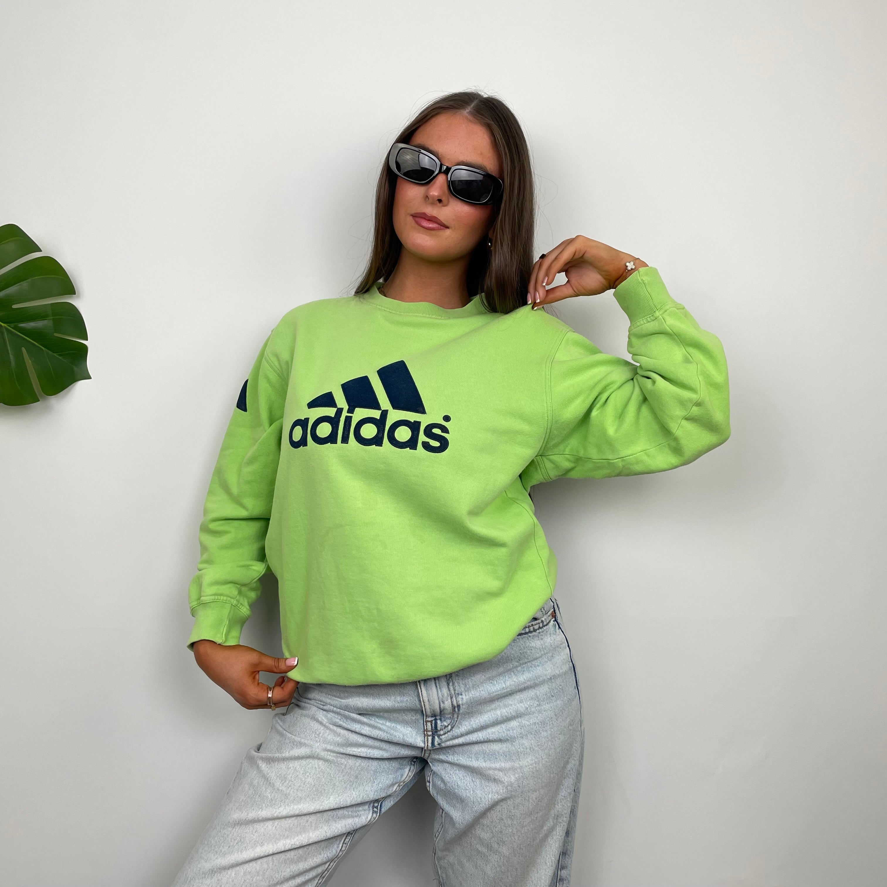 Adidas RARE Green Embroidered Spell Out Sweatshirt (S)