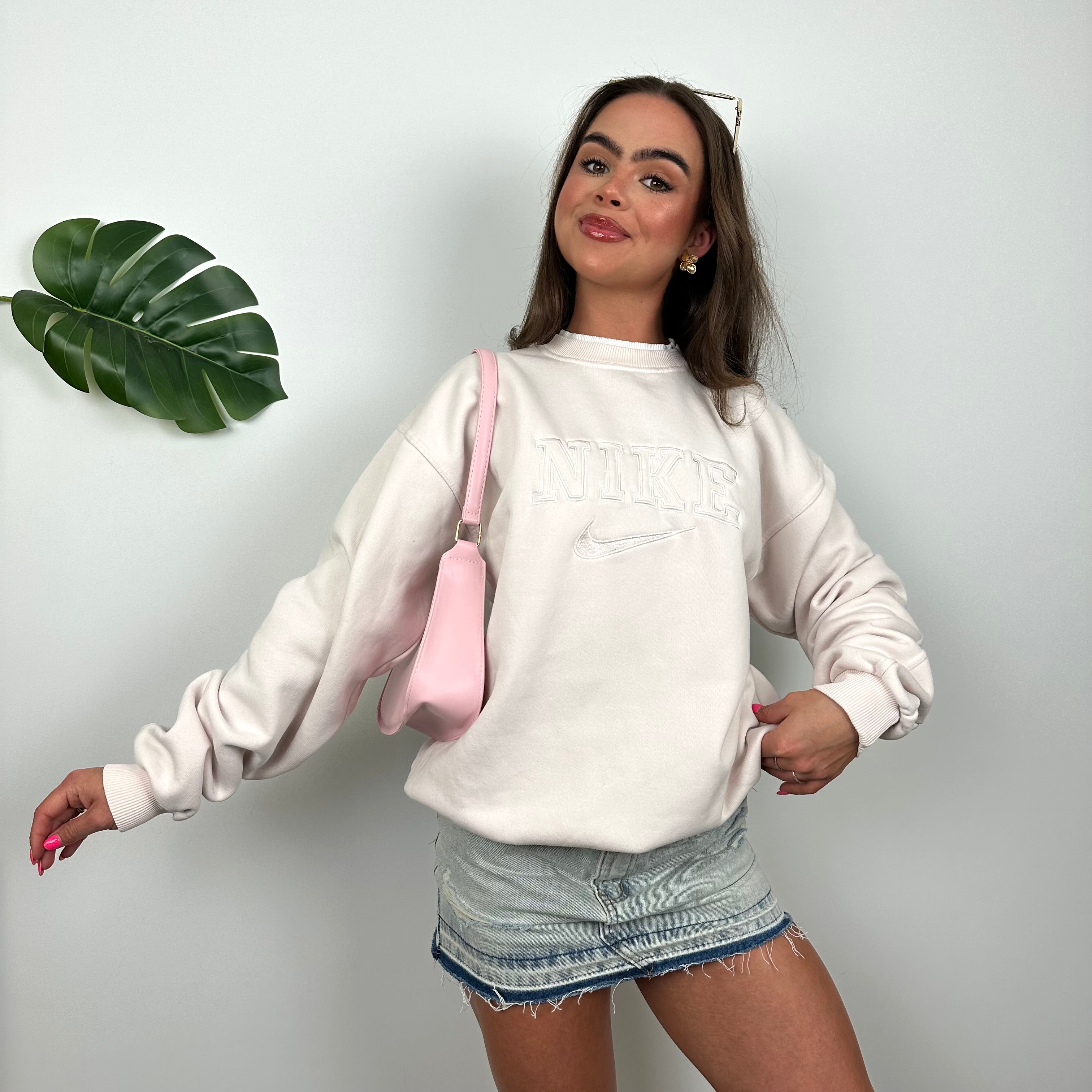 Nike Blush Pink Embroidered Spell Out Sweatshirt (M)