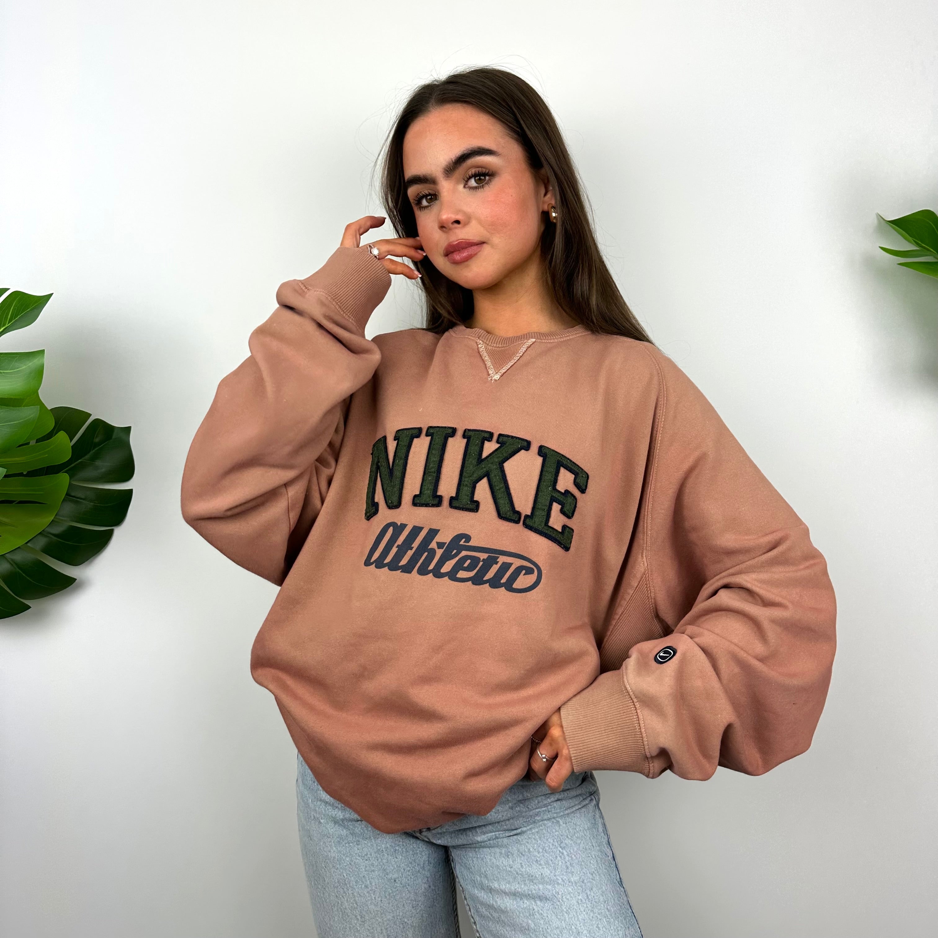 Nike Blush Pink Embroidered Spell Out Sweatshirt (L)