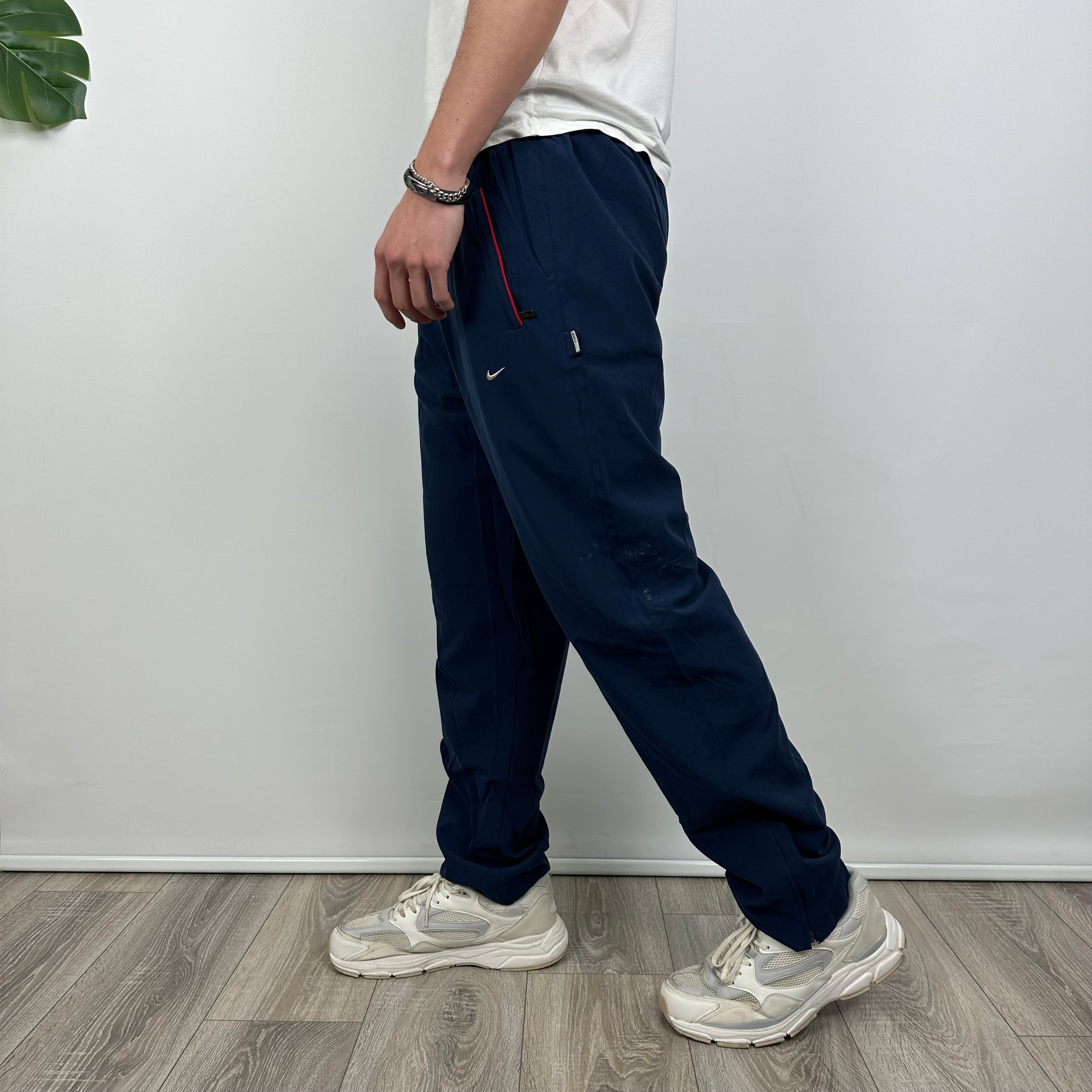 Nike Navy Embroidered Swoosh Track Pants (L)