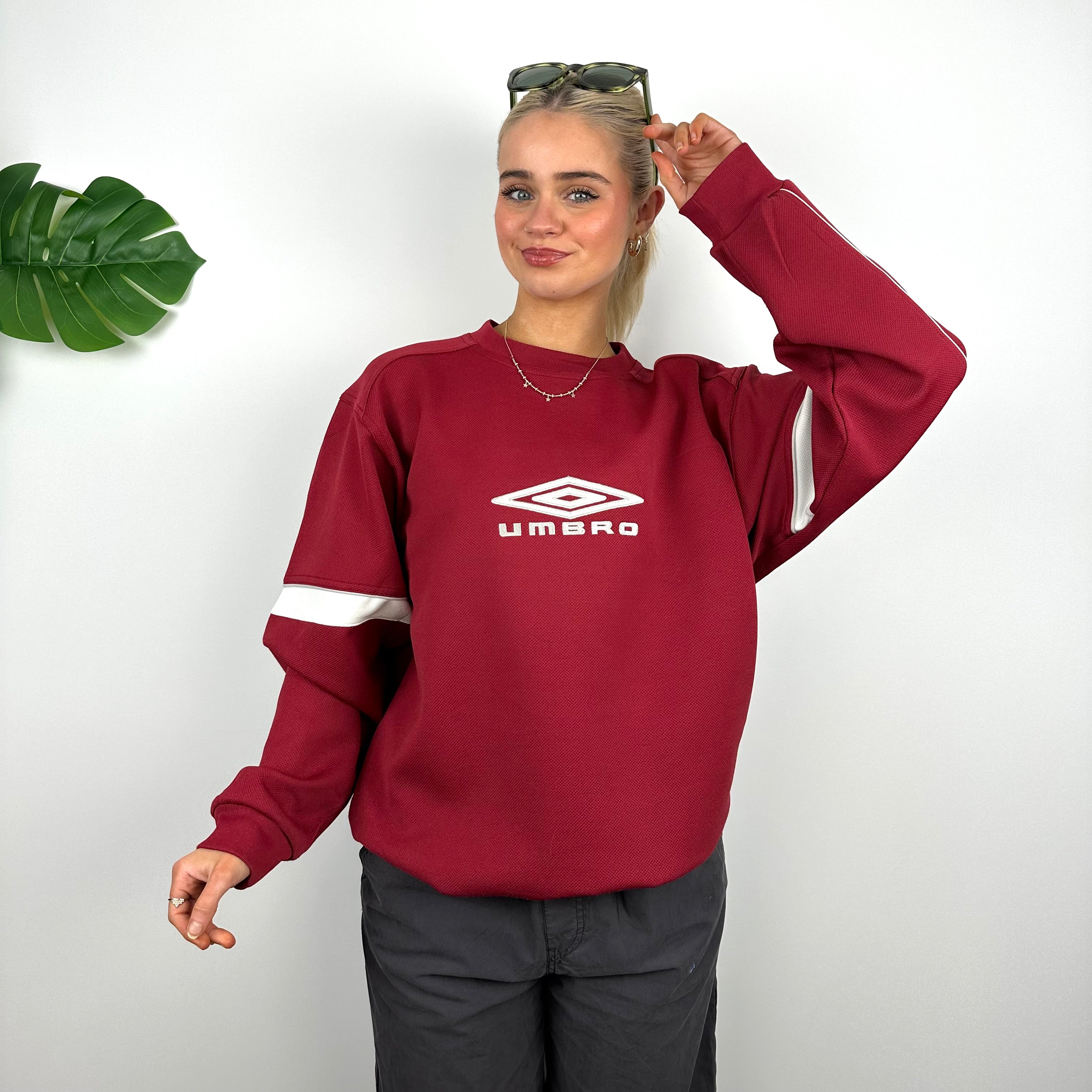 Umbro Red Embroidered Spell Out Sweatshirt (M)