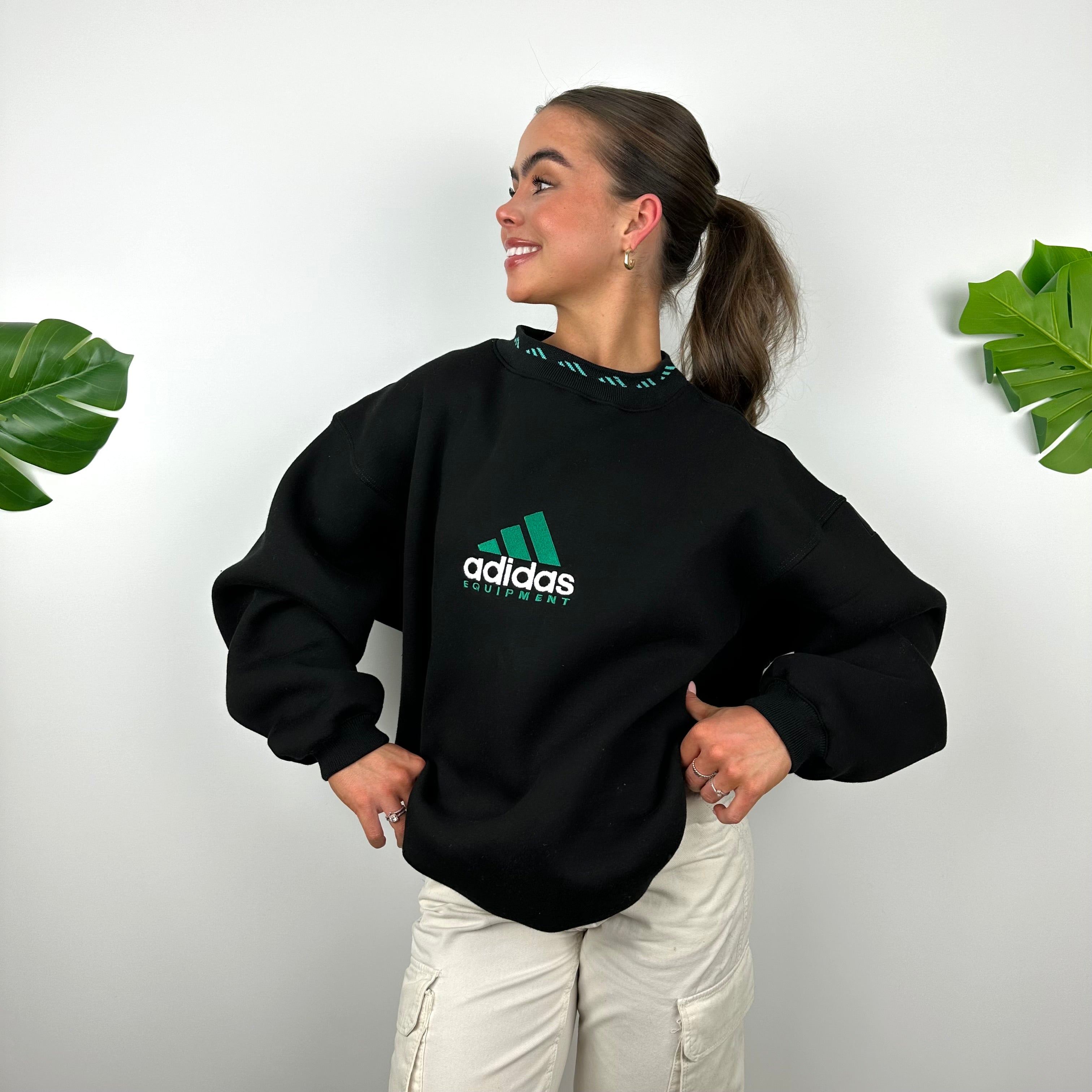 Adidas Equipment Black Embroidered Spell Out Sweatshirt (L)