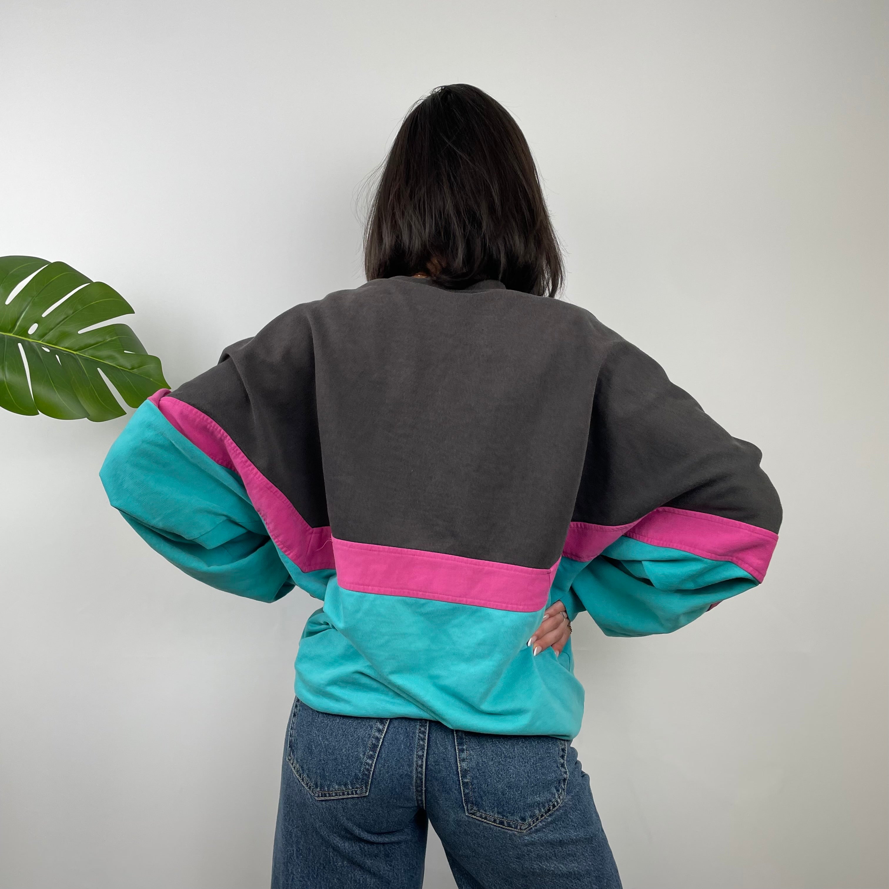 Adidas Colour Block Embroidered Spell Out Sweatshirt (L)