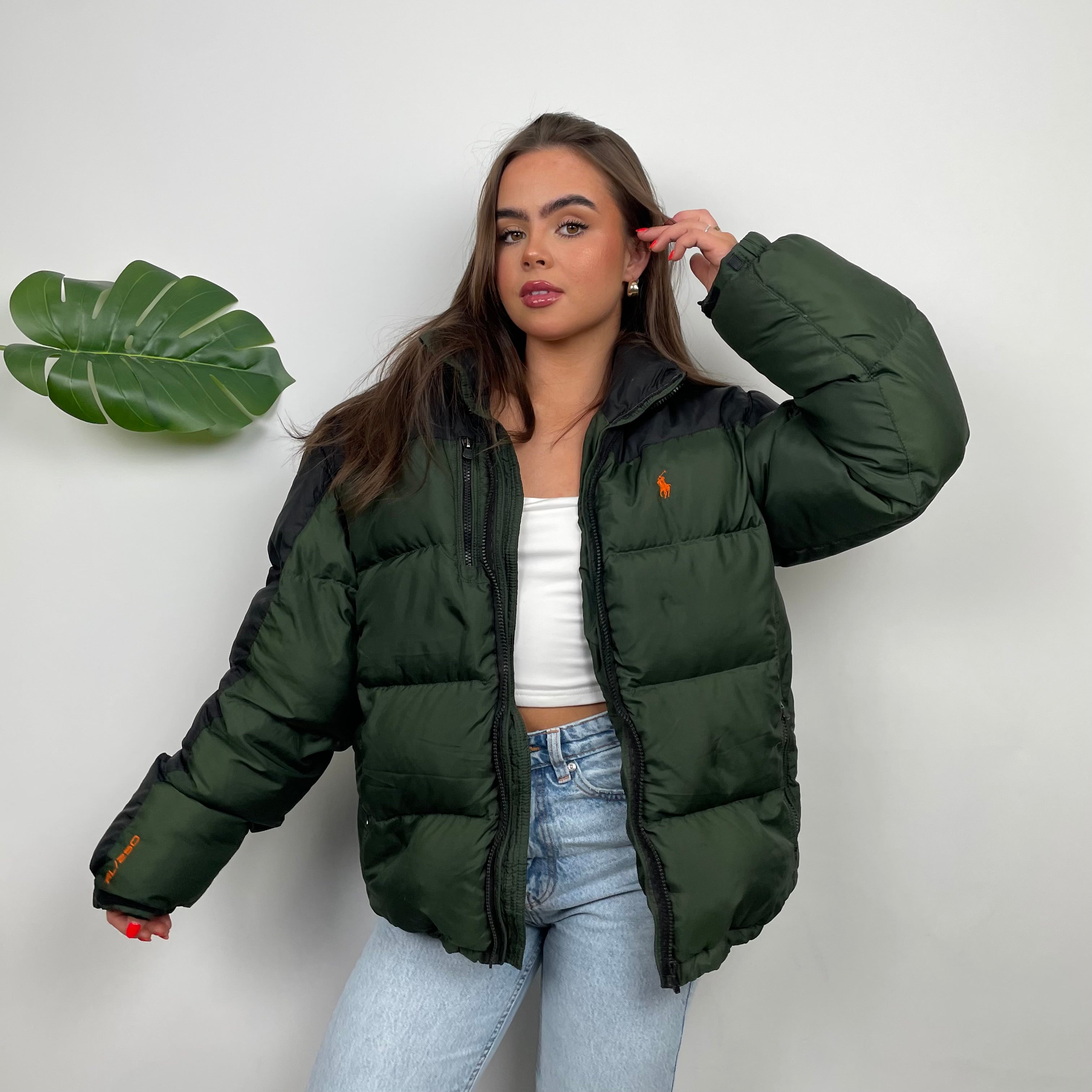 Polo Ralph Lauren Green Embroidered Logo Puffer Jacket (L)