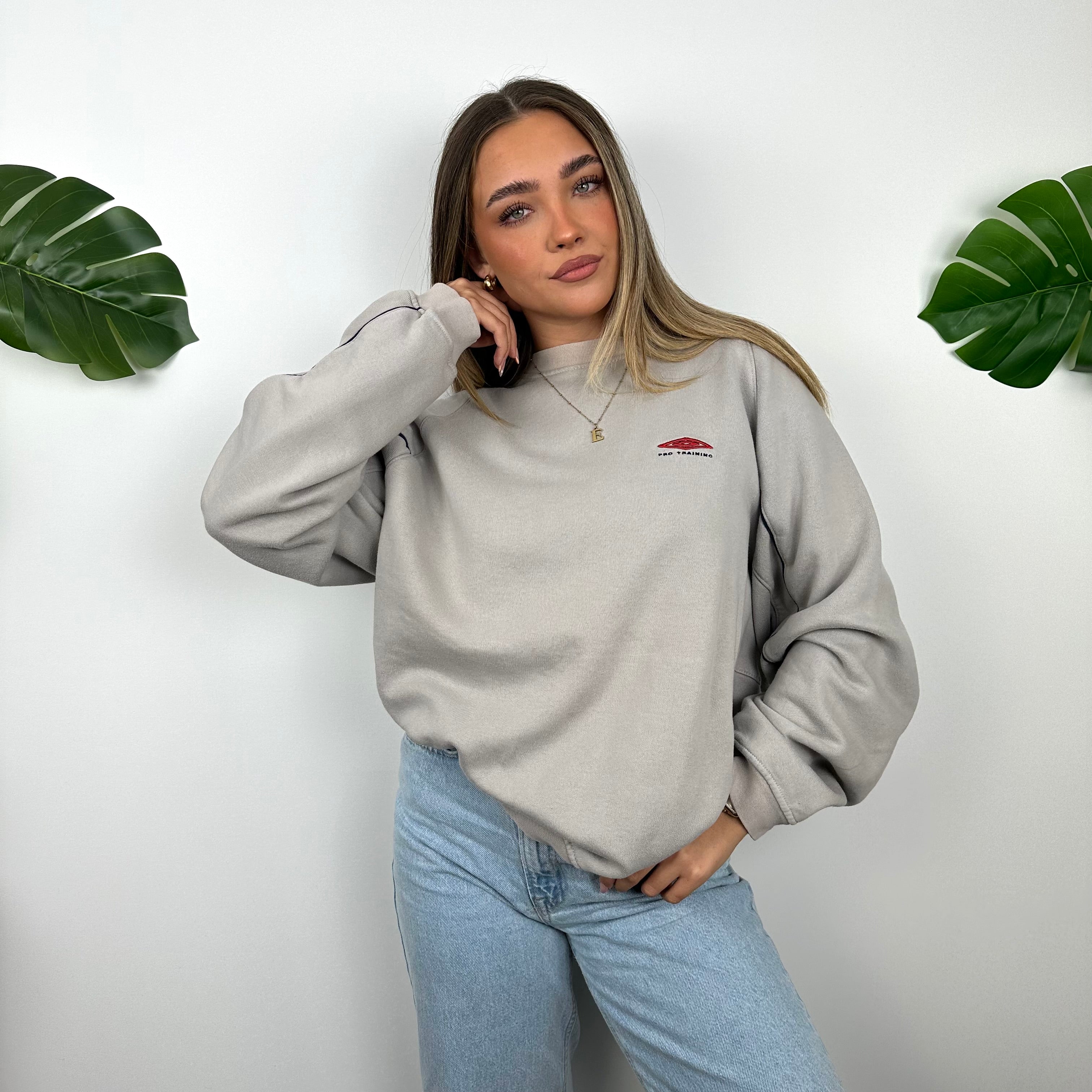 Umbro Grey Embroidered Spell Out Sweatshirt (L)