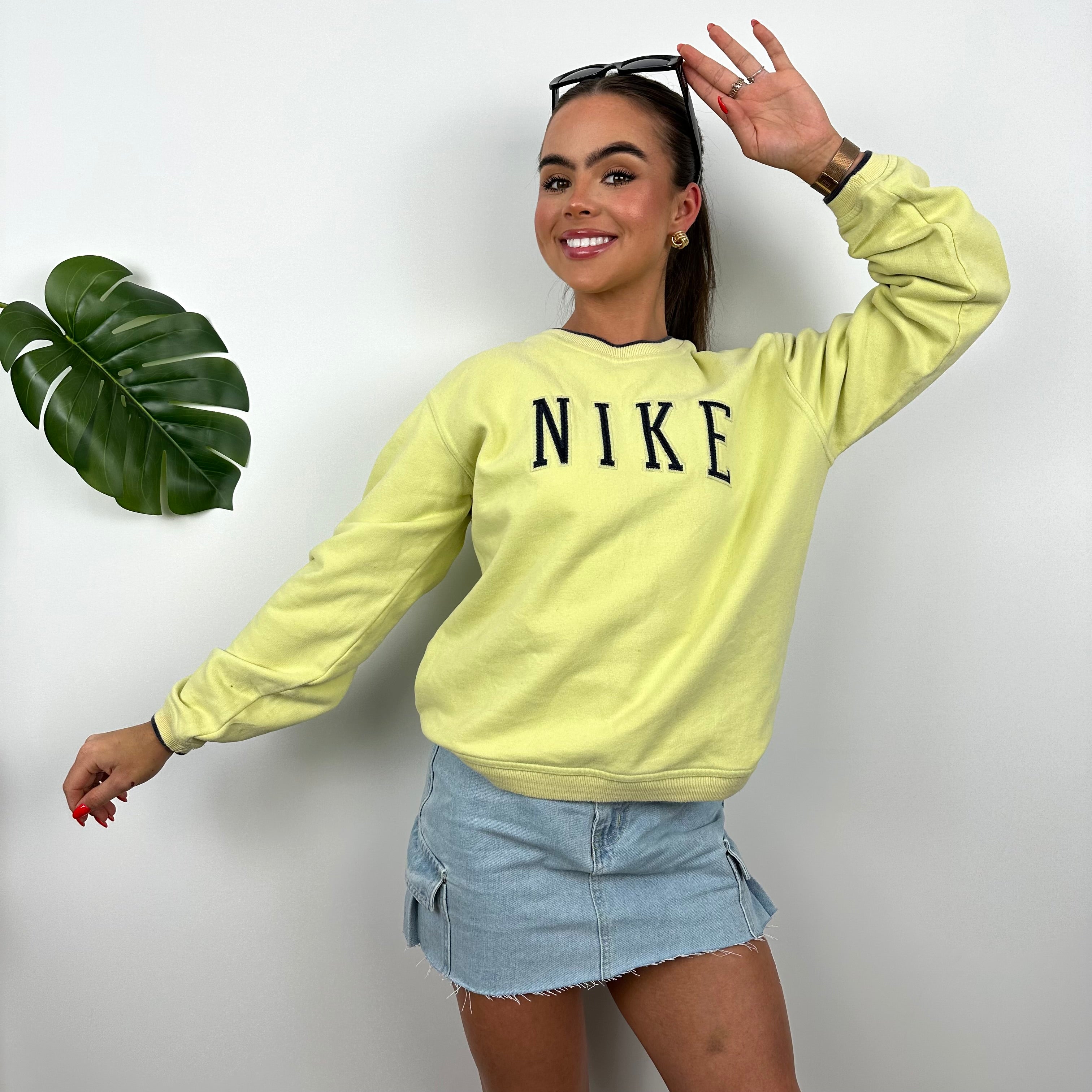 Nike Lime Embroidered Spell Out Sweatshirt (S)