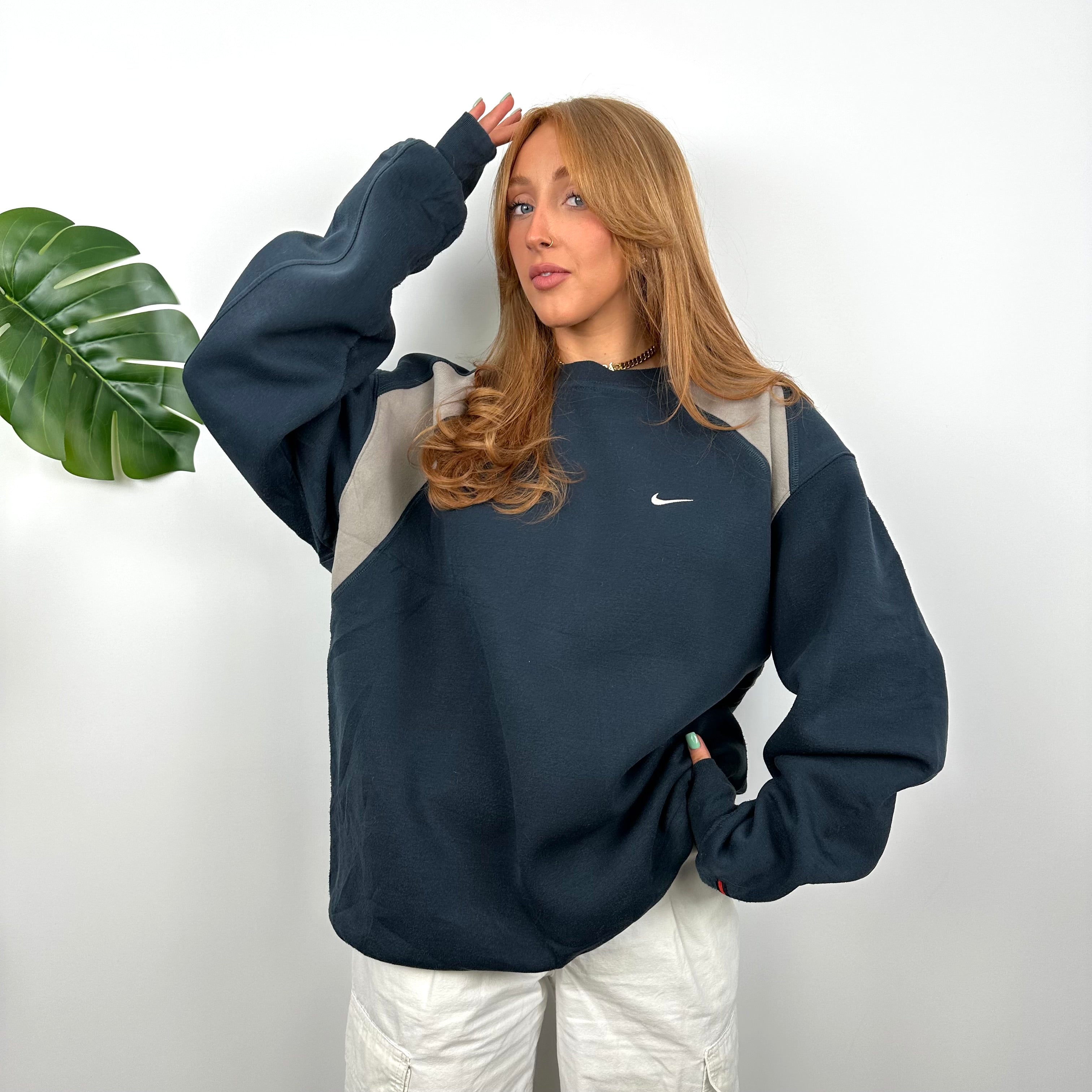 Nike Navy Embroidered Swoosh Sweatshirt (L)