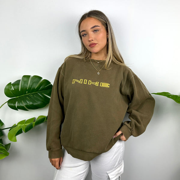 Nike Khaki Embroidered Spell Out Sweatshirt (L)