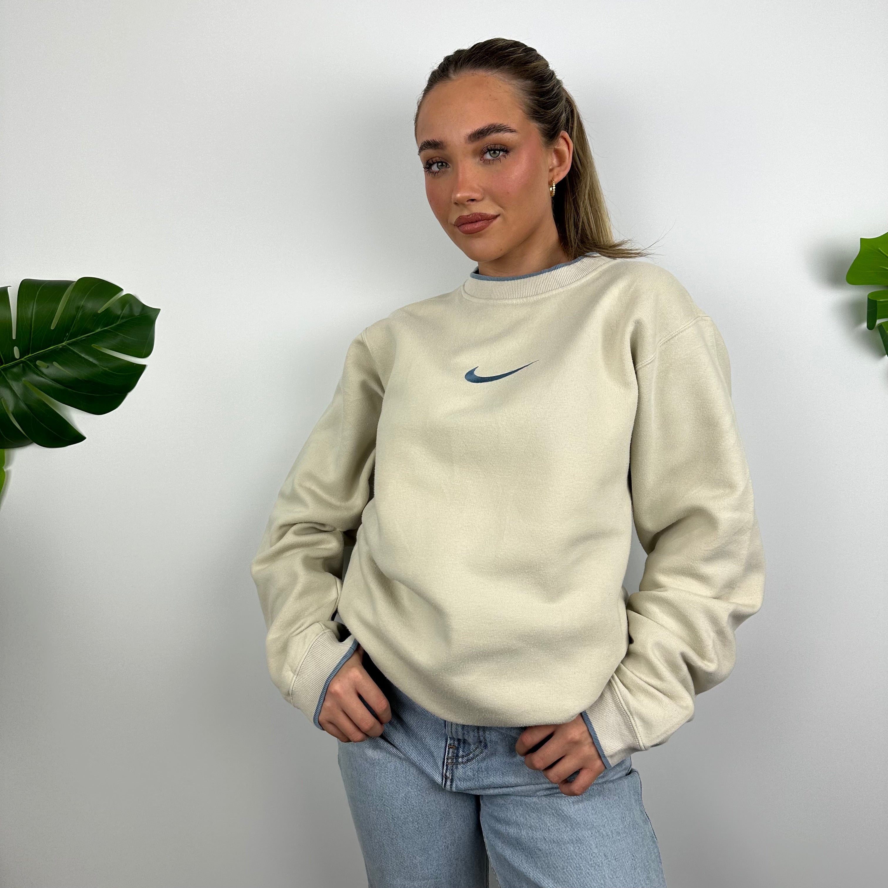 Nike RARE Cream Embroidered Swoosh Sweatshirt (M)