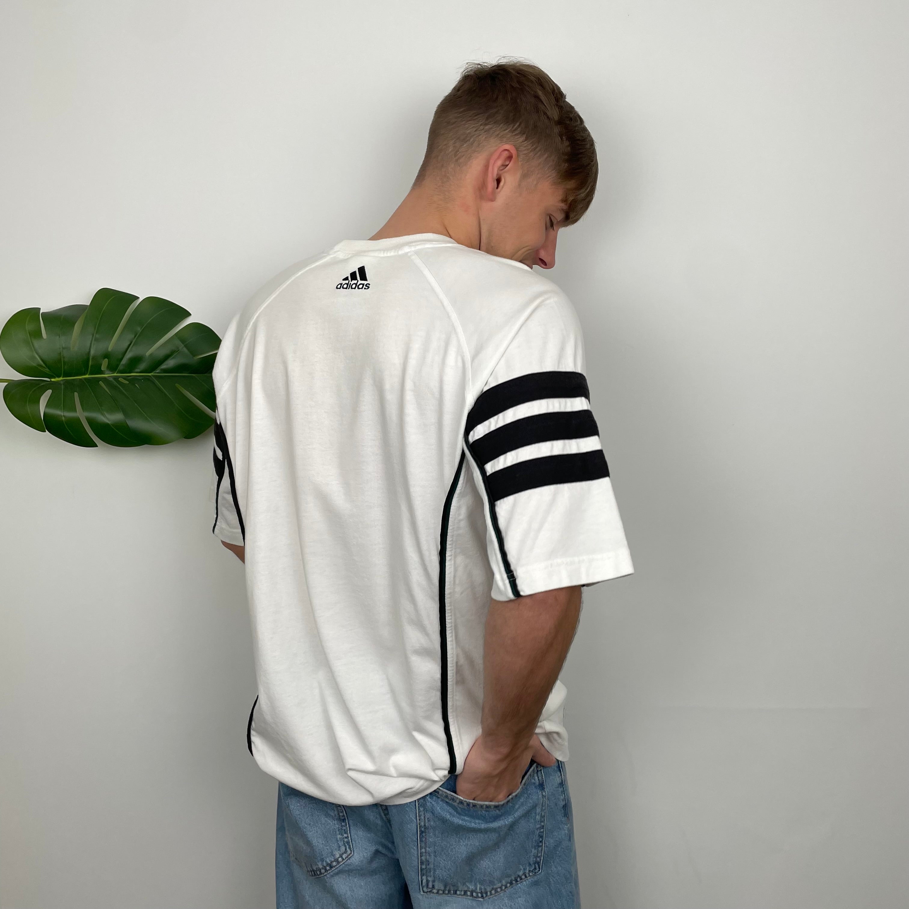 Adidas White Embroidered Spell Out T Shirt (L)