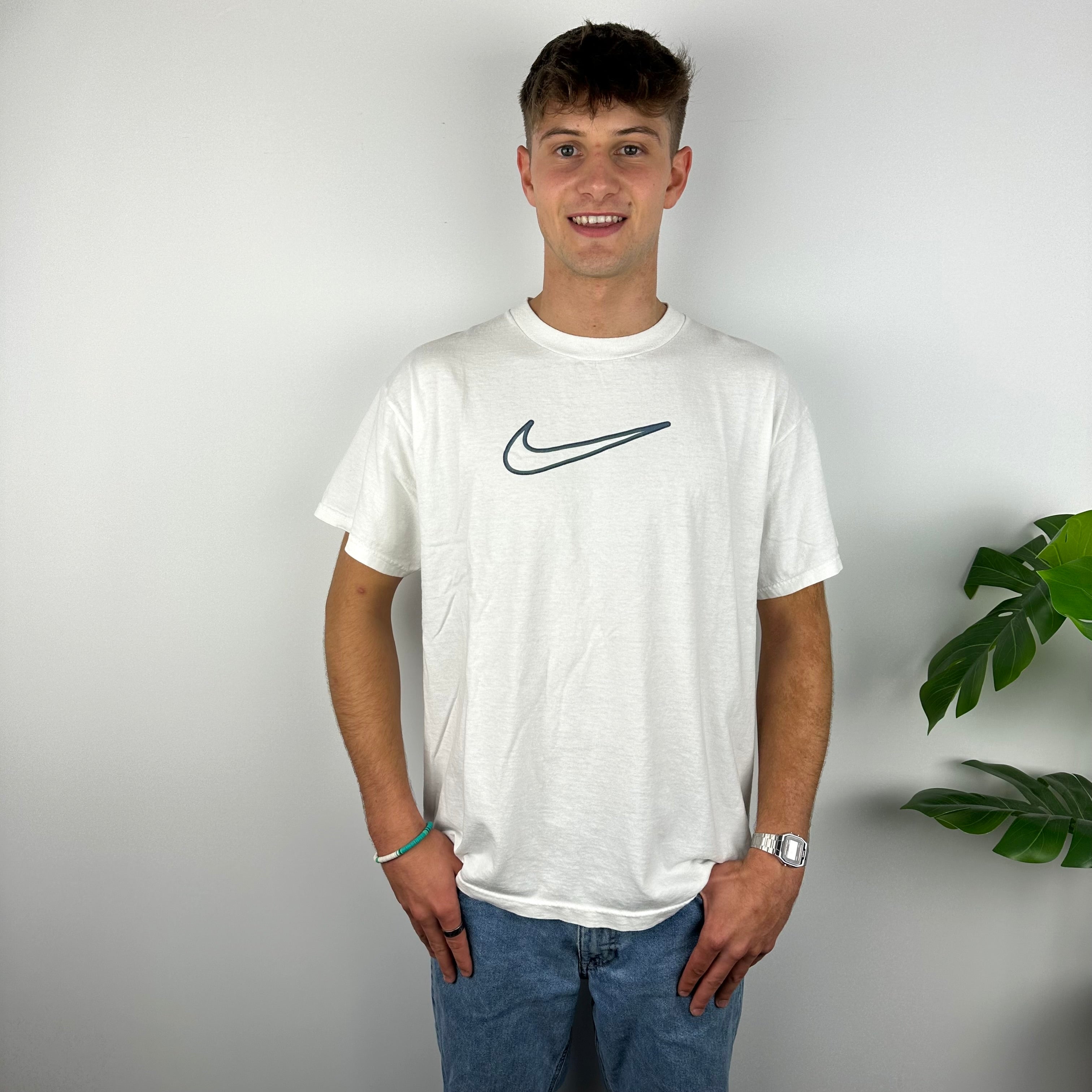 Nike RARE White Swoosh T Shirt (L)