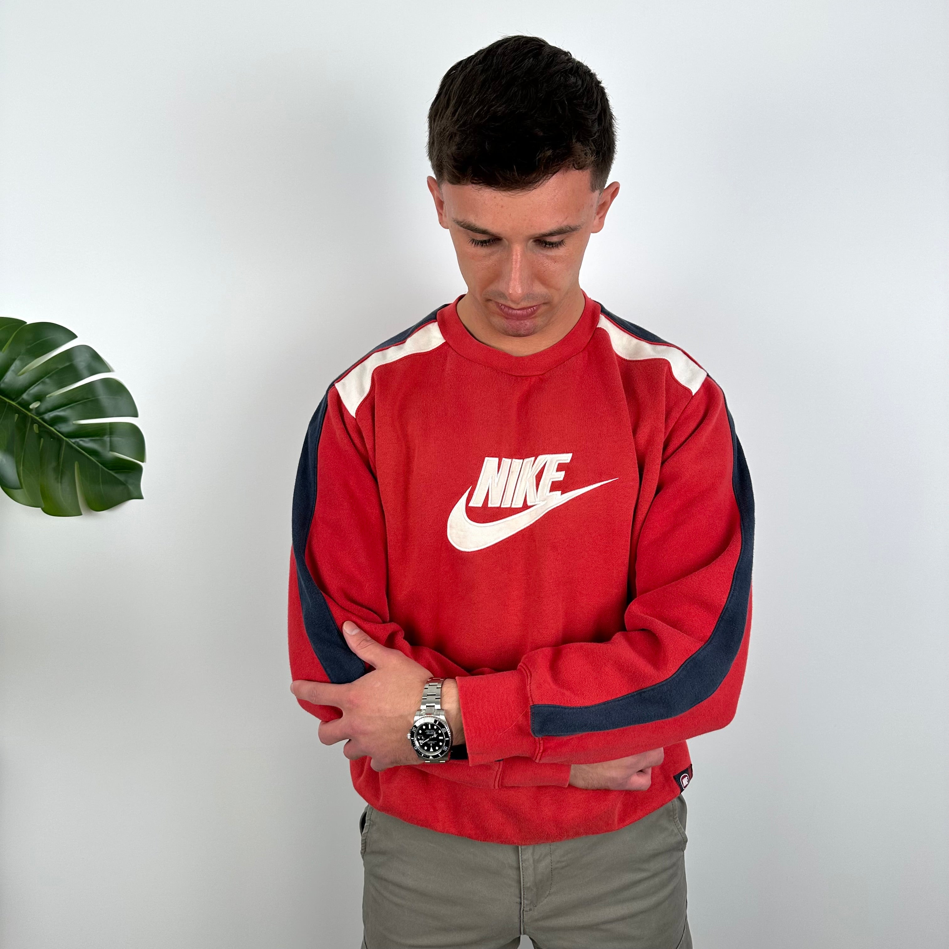 Nike Red Embroidered Spell Out Sweatshirt (M)