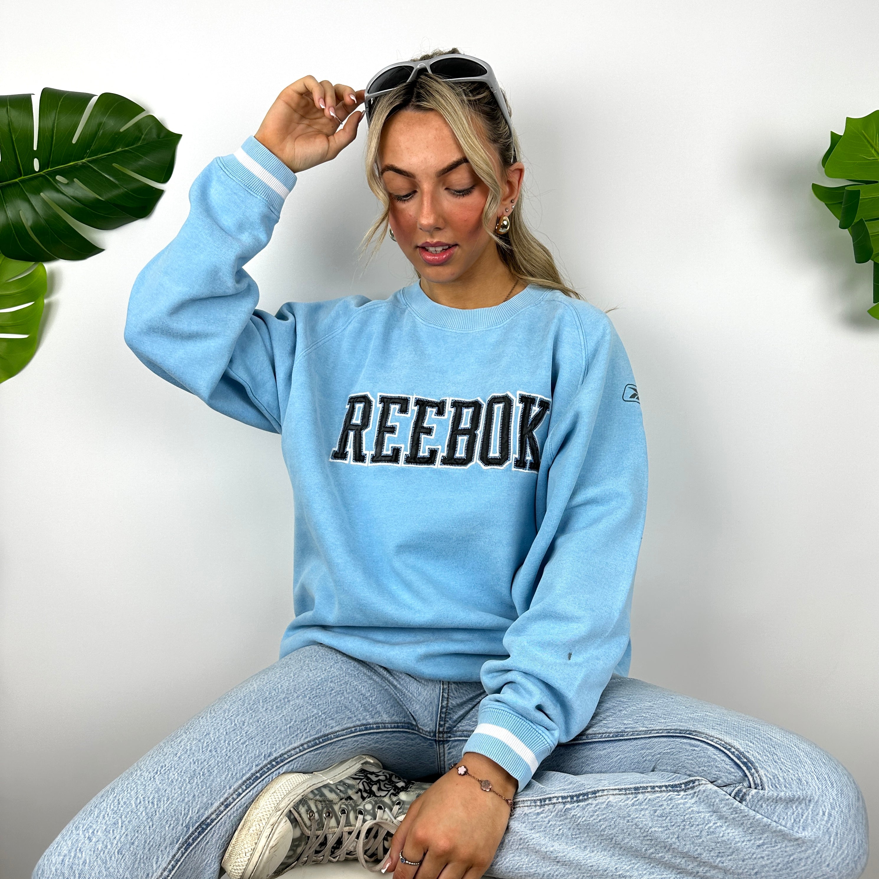 Reebok Baby Blue Embroidered Spell Out Sweatshirt (M)