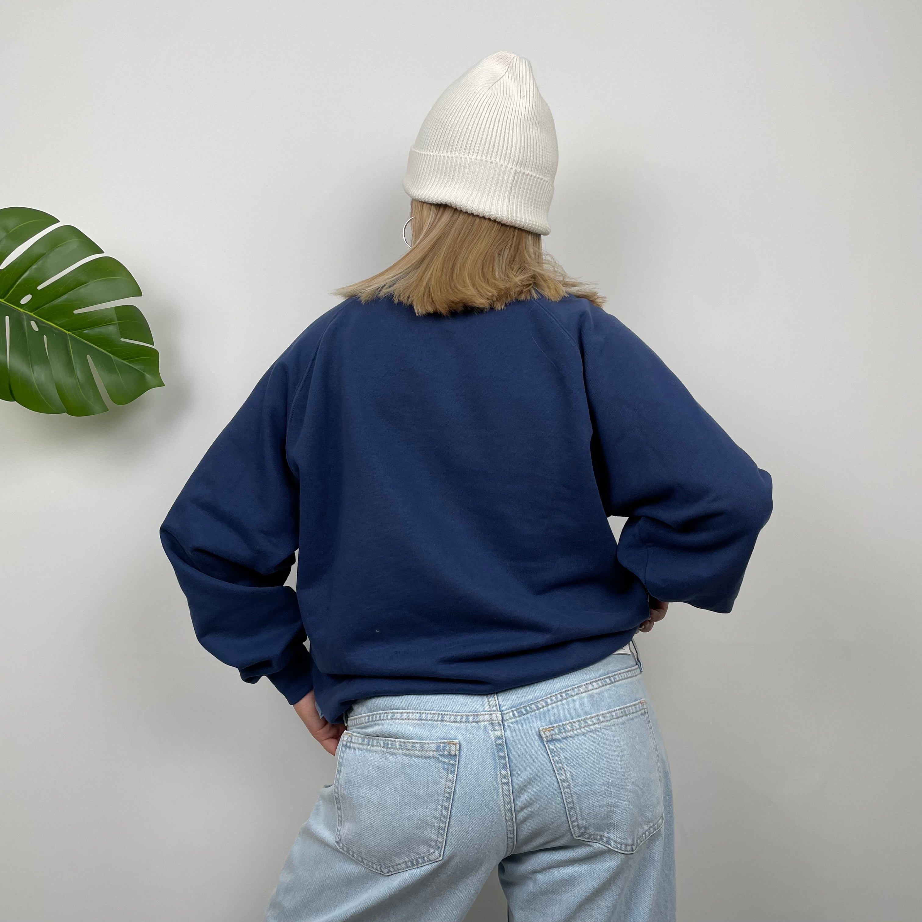 Adidas Navy Embroidered Spell Out Sweatshirt (L)