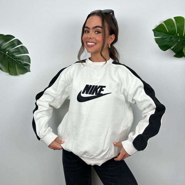 Nike White Embroidered Spell Out Sweatshirt (M)