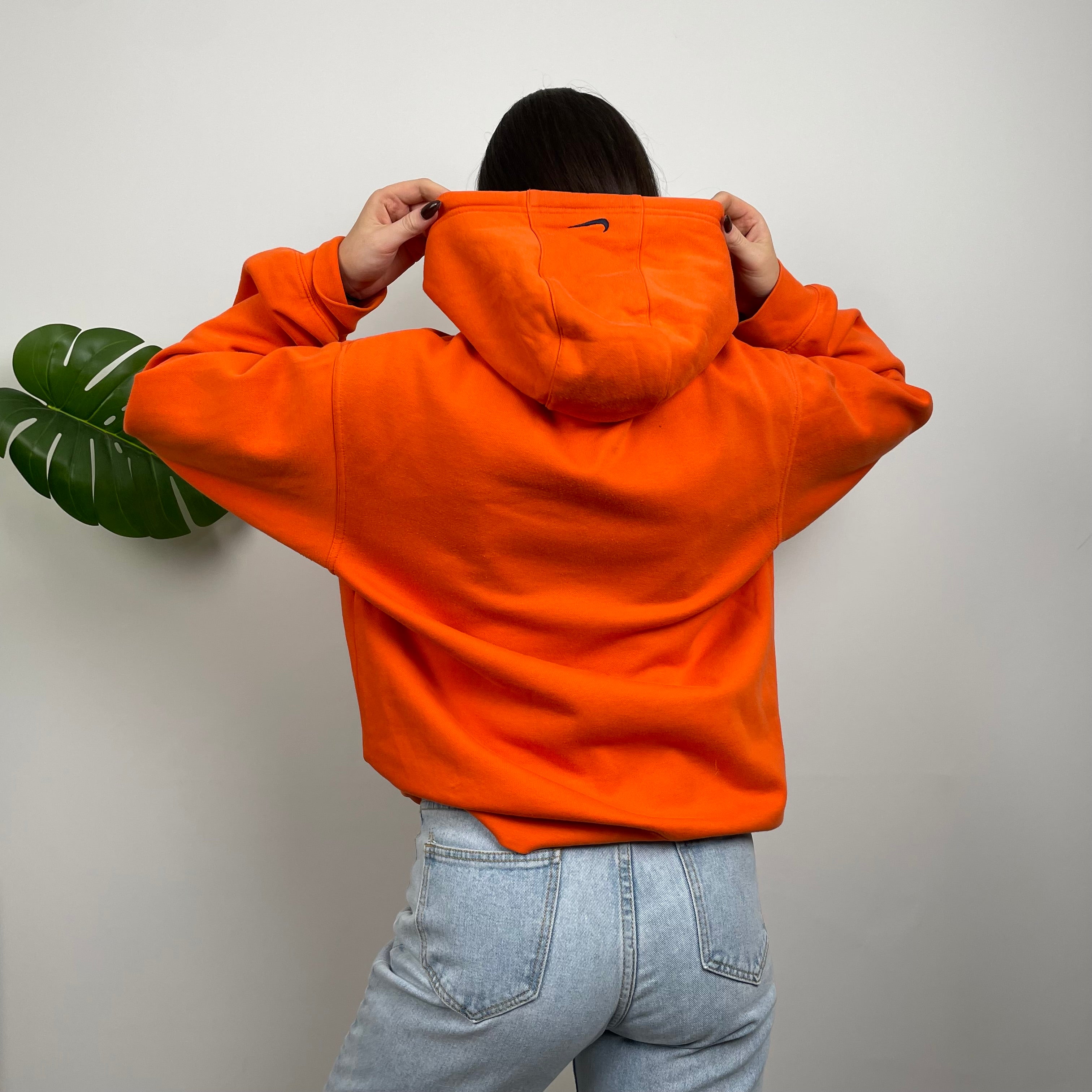 Nike RARE Orange Embroidered Spell Out Hoodie (M)