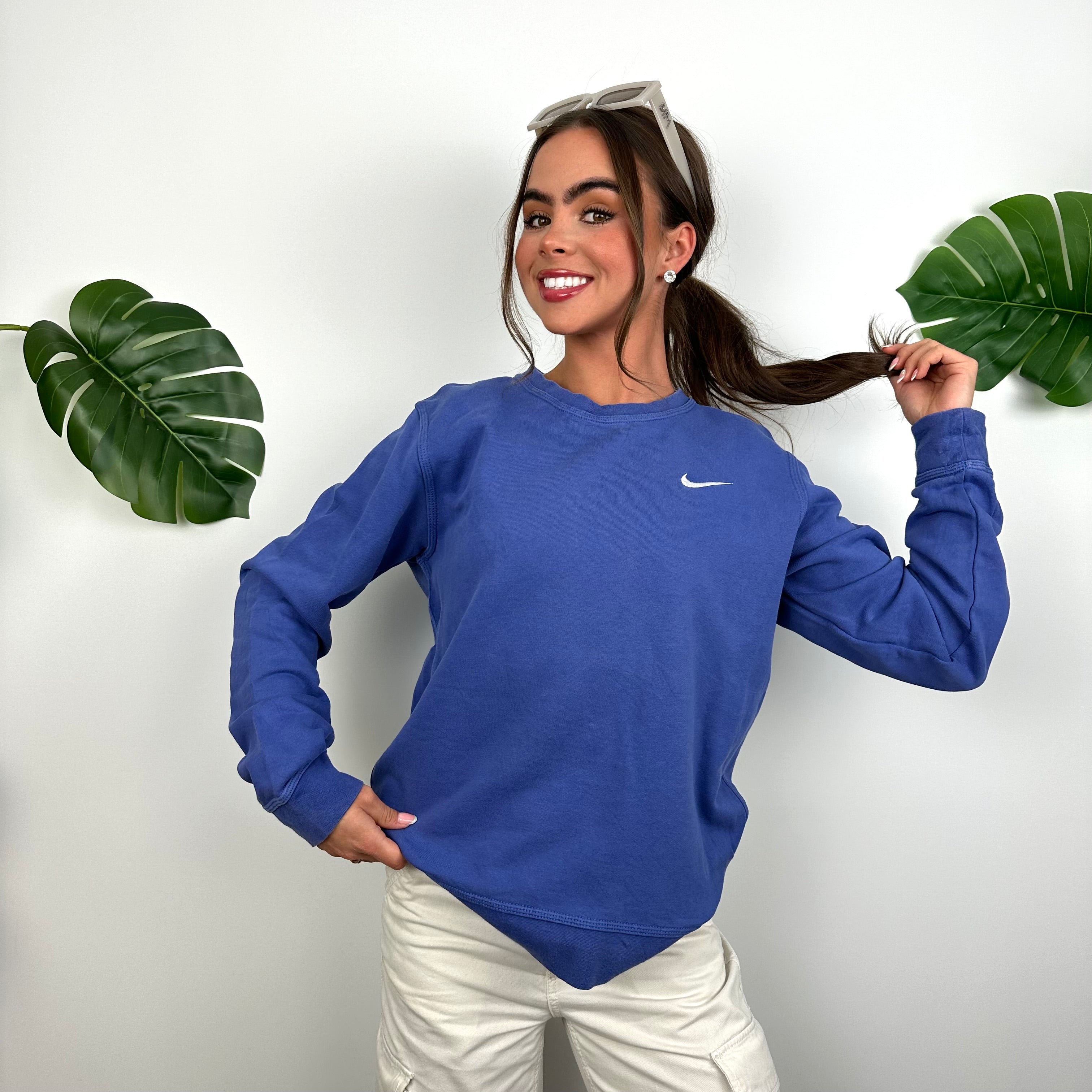 Nike Blue Embroidered Swoosh Sweatshirt (M)