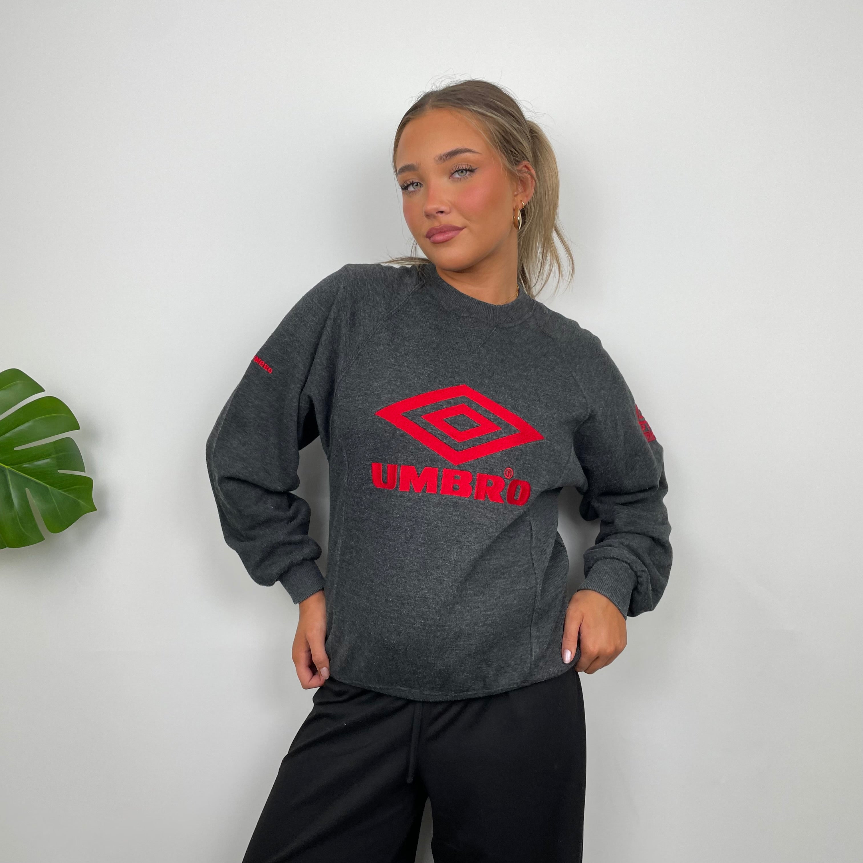 Umbro Grey Embroidered Spell Out Sweatshirt (XS)