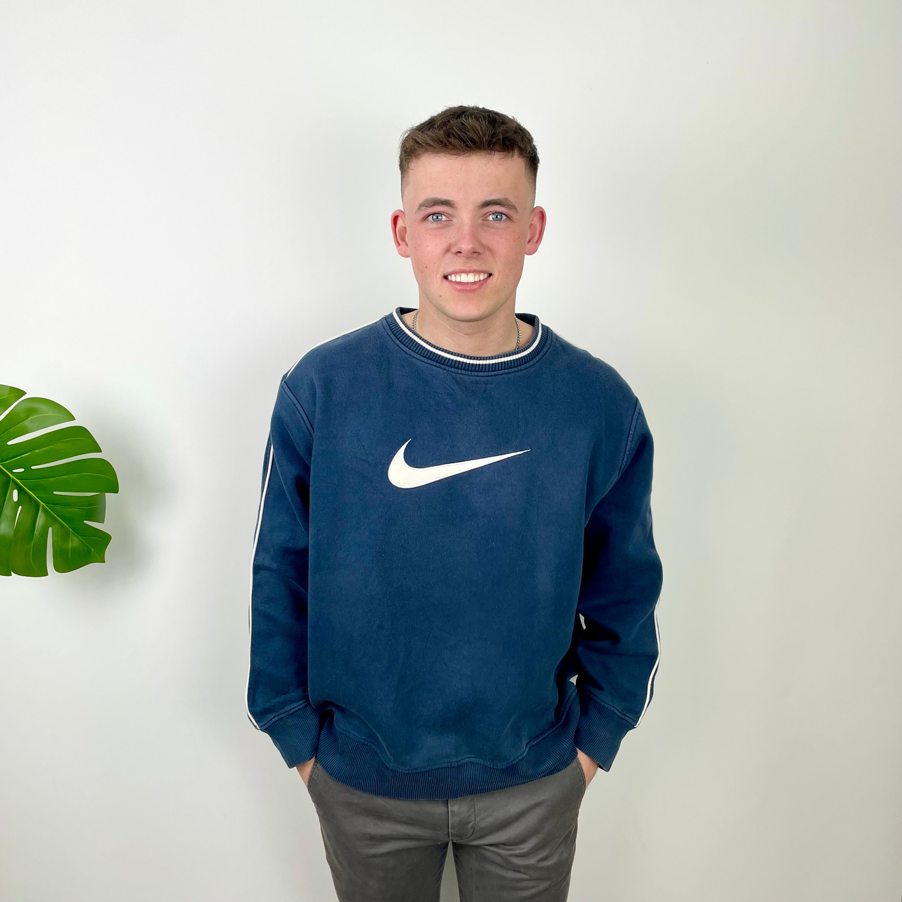 Nike Navy Embroidered Swoosh Sweatshirt (L)