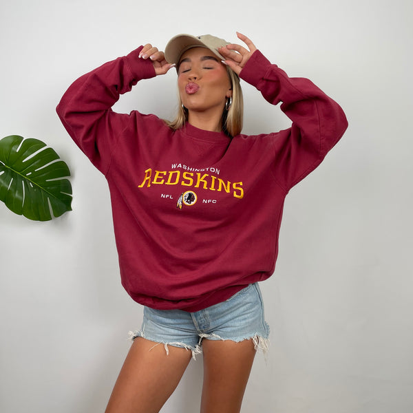 NFL Washington Redskins Red Embroidered Spell Out Sweatshirt (M)