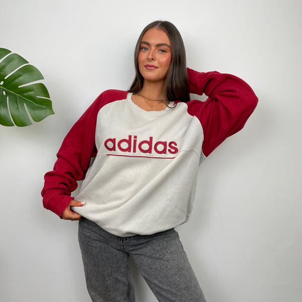 Adidas Grey Embroidered Spell Out Sweatshirt (XL)