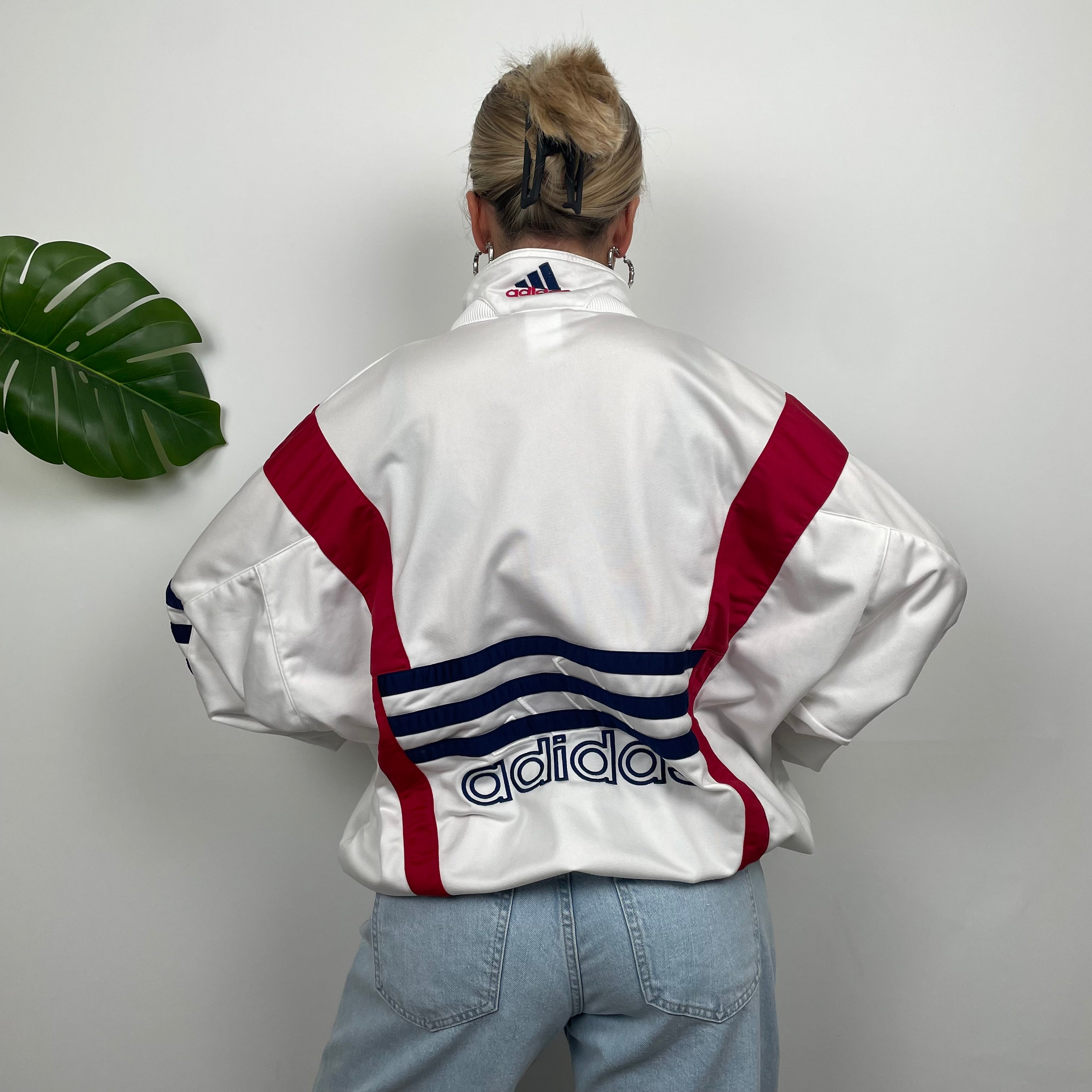 Adidas RARE Embroidered Spell Out Colour Block Zip Up Track Jacket (L)