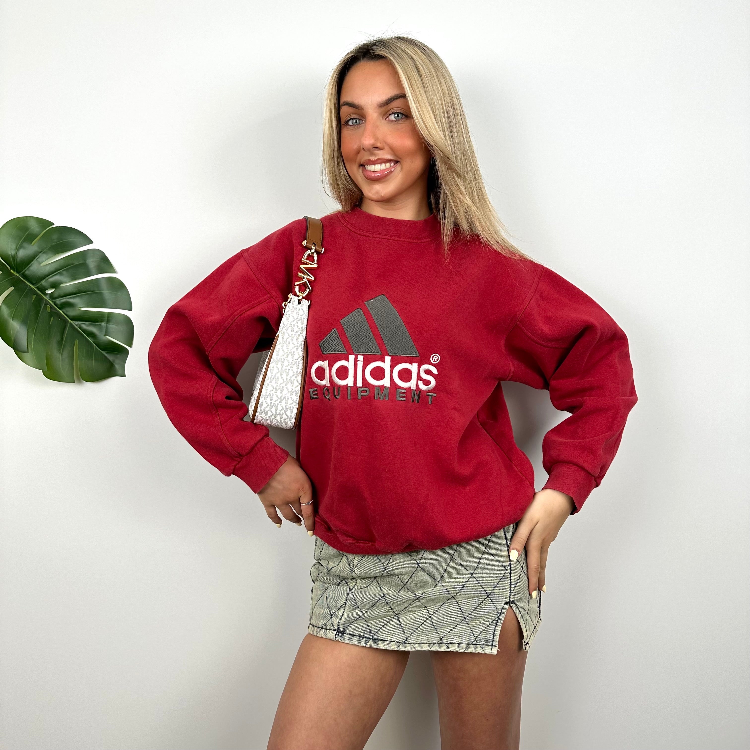 Adidas Equipment RARE Red Embroidered Spell Out Sweatshirt (M)