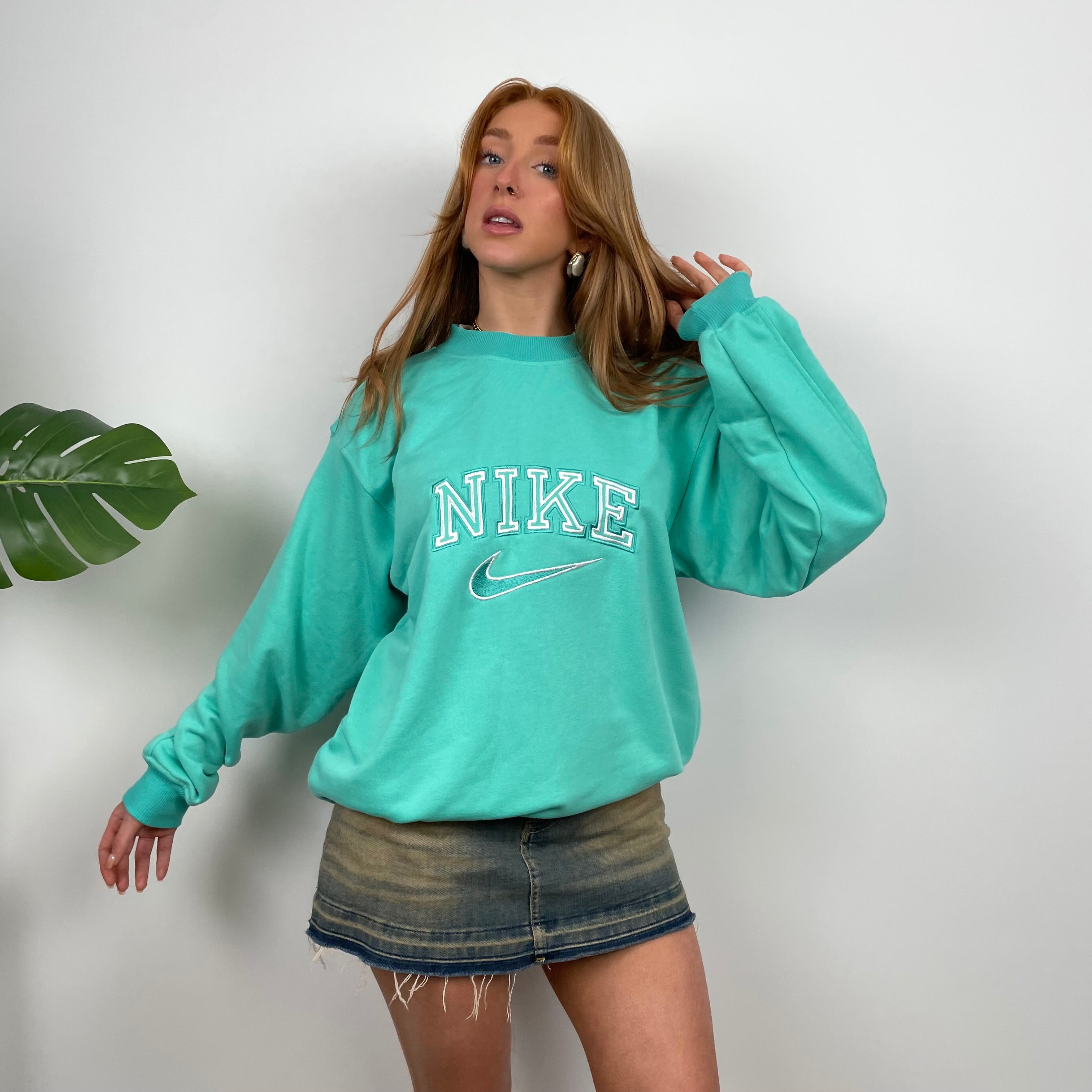 Nike Turquoise Embroidered Spell Out Sweatshirt (M)