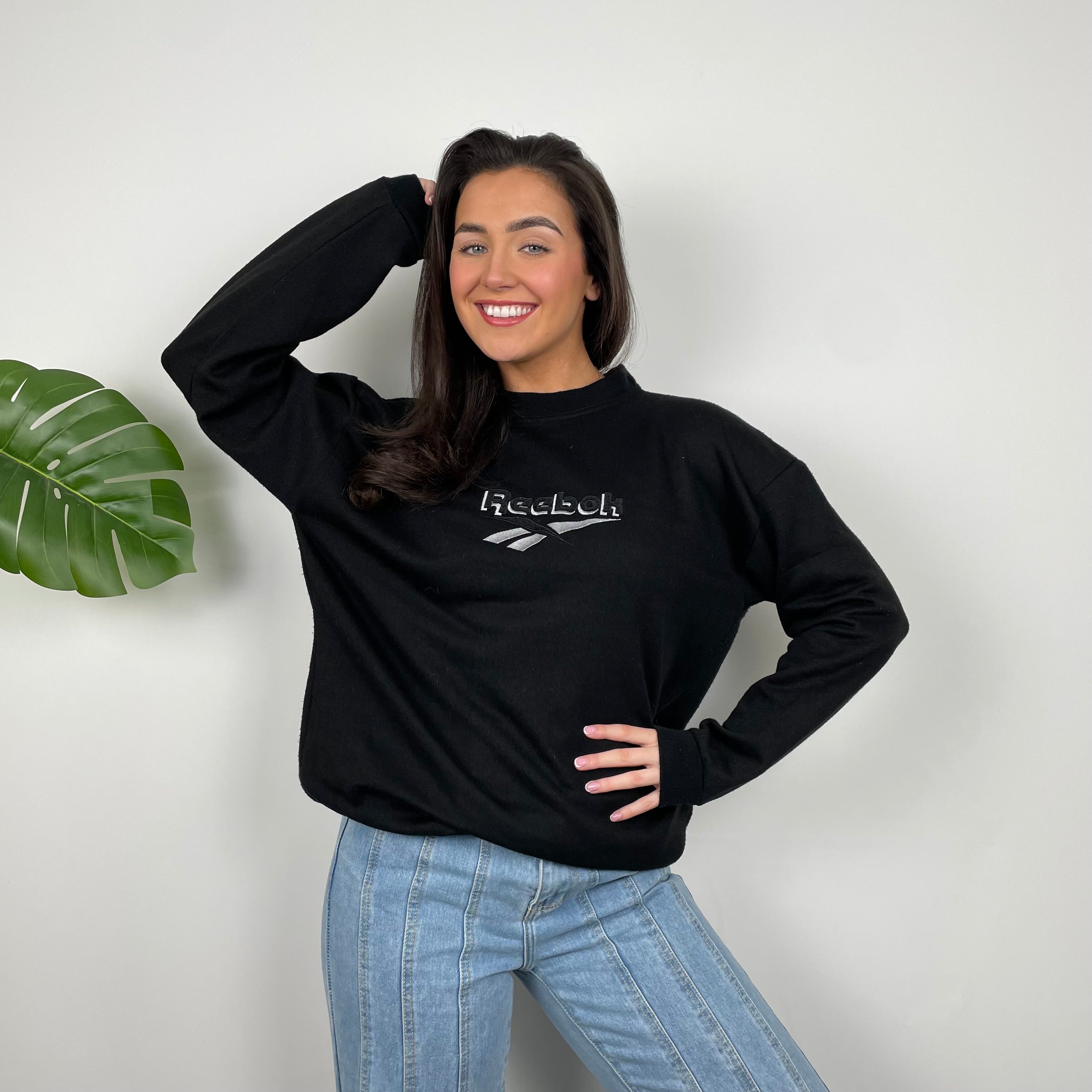 Reebok Black Embroidered Spell Out Sweatshirt (L)