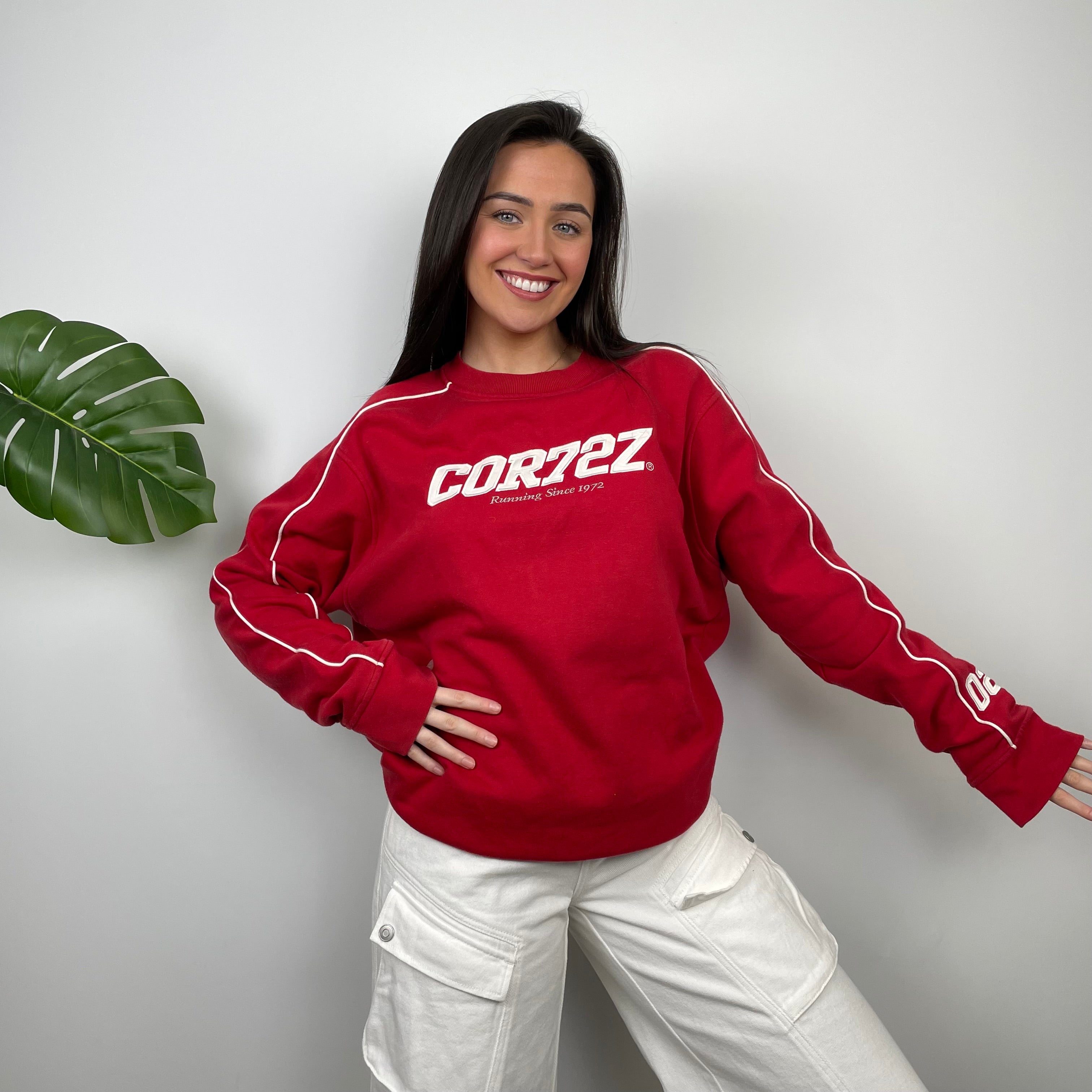 Nike Cortez RARE Red Embroidered Spell Out Sweatshirt (M)