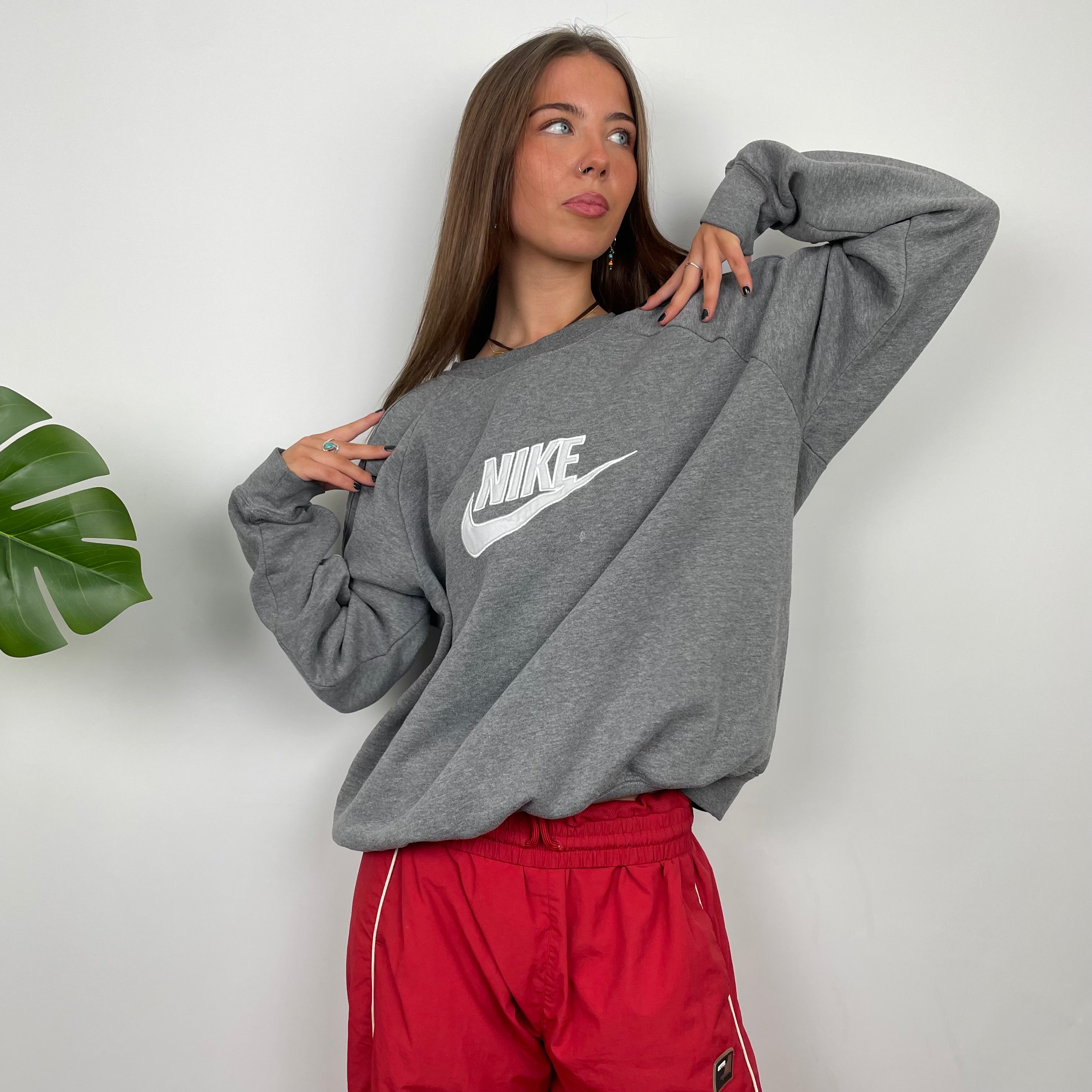 Nike Grey Embroidered Spell Out Sweatshirt (M)