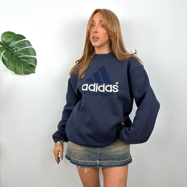 Adidas Equipment RARE Navy Embroidered Spell Out Sweatshirt (L)