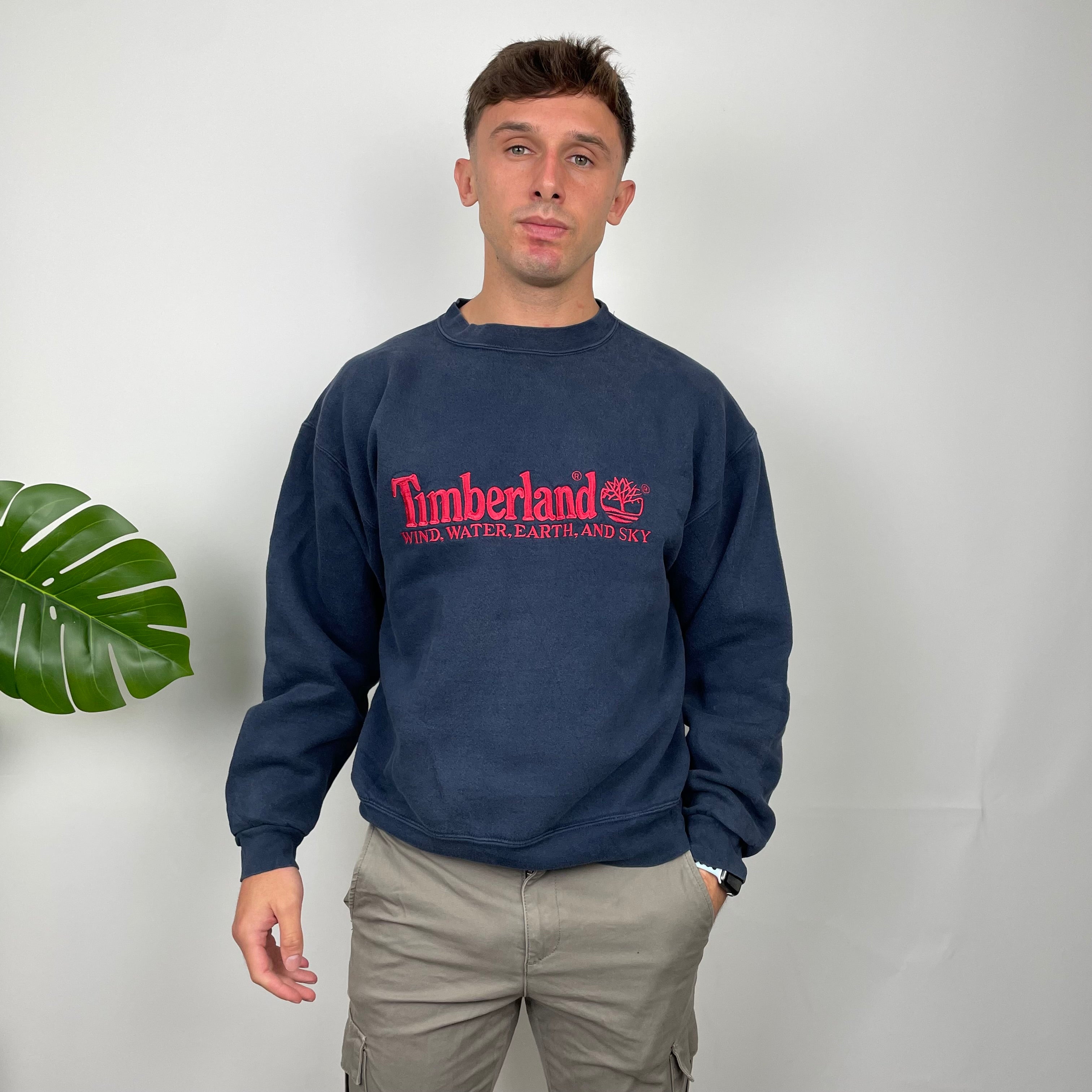 Timberland Navy Embroidered Spell Out Sweatshirt (M)