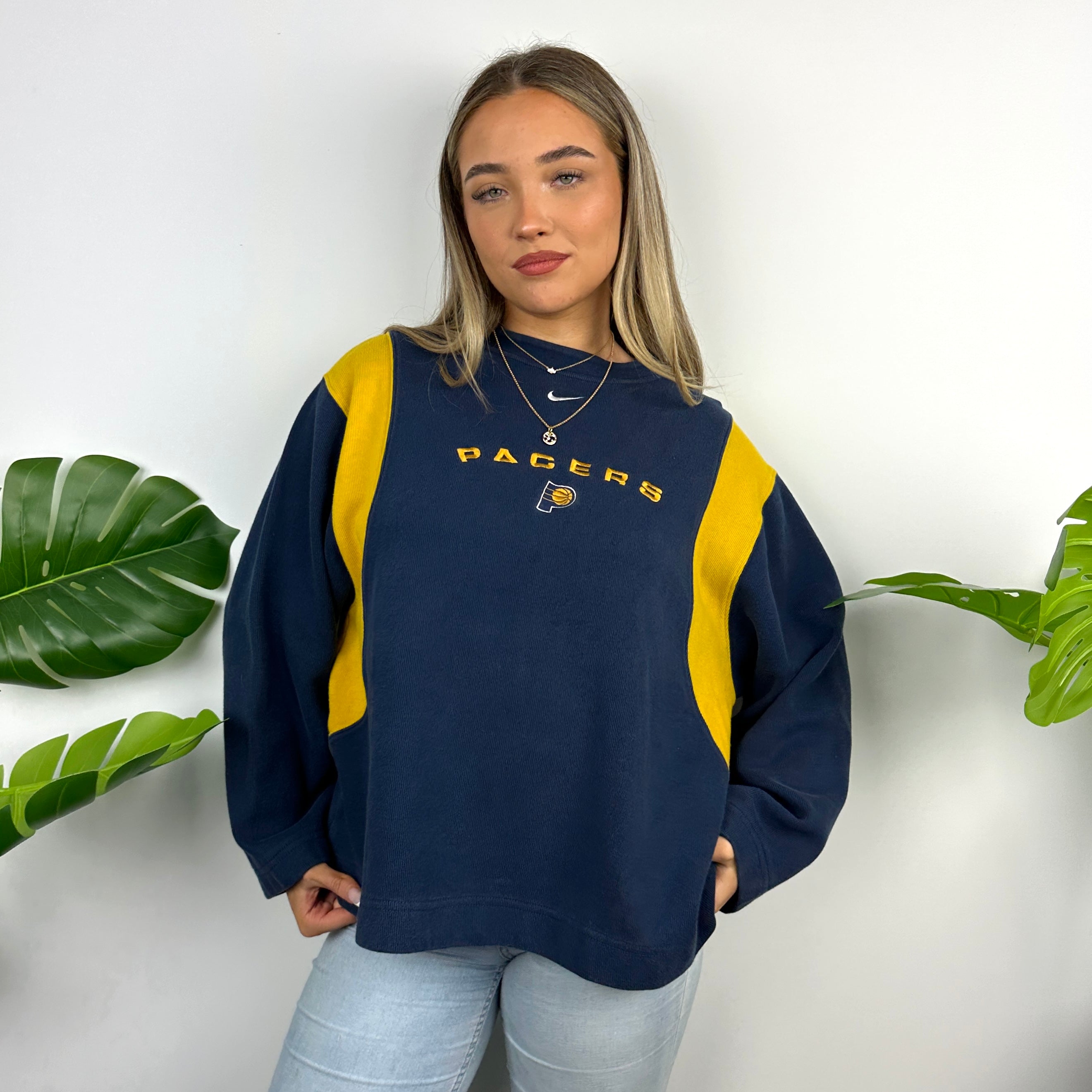 Nike x Indiana Pacers Navy Embroidered Spell Out Sweatshirt (M)