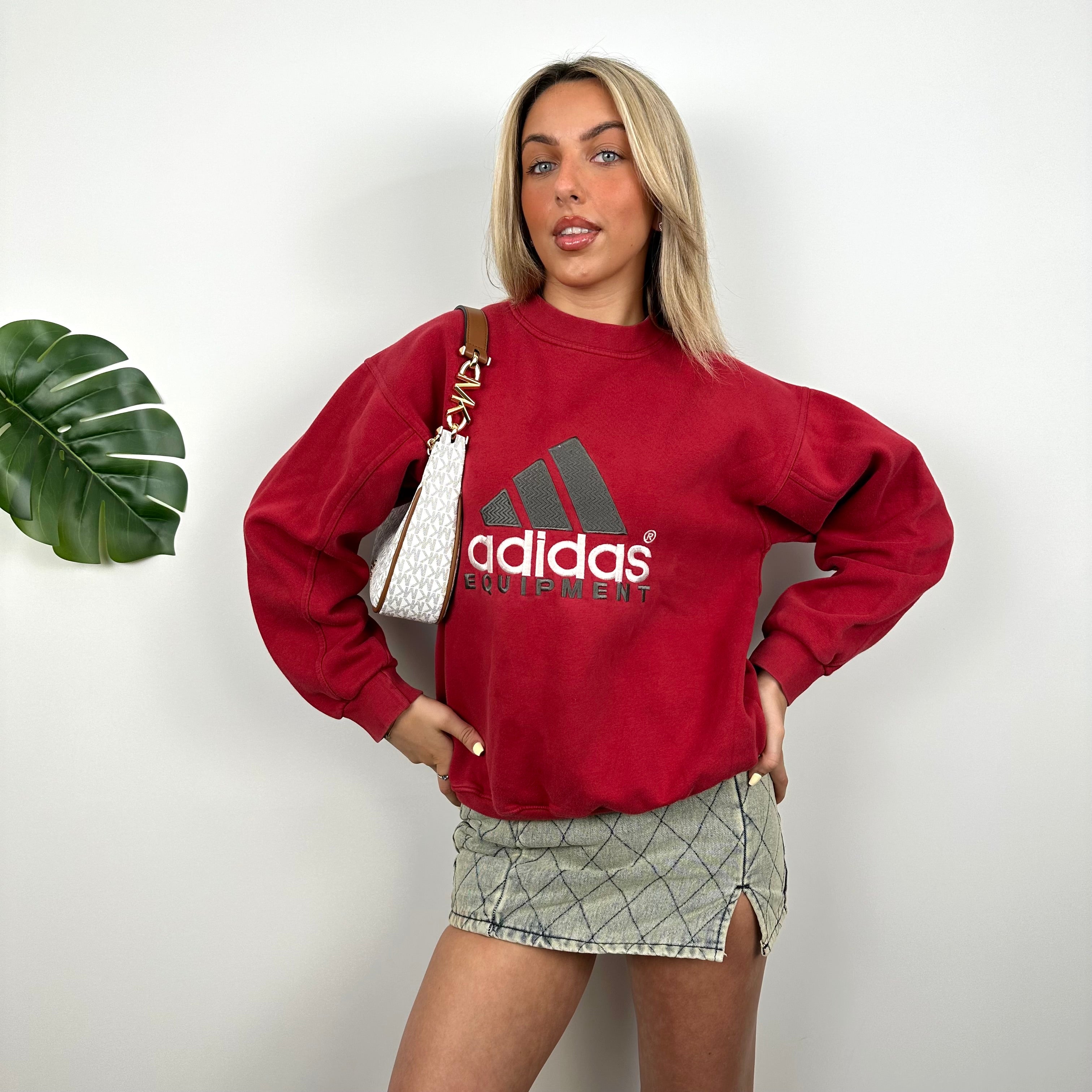 Adidas Equipment RARE Red Embroidered Spell Out Sweatshirt (M)