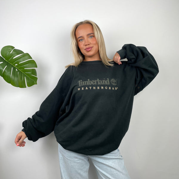 Timberland Black Embroidered Spell Out Sweatshirt (XL)