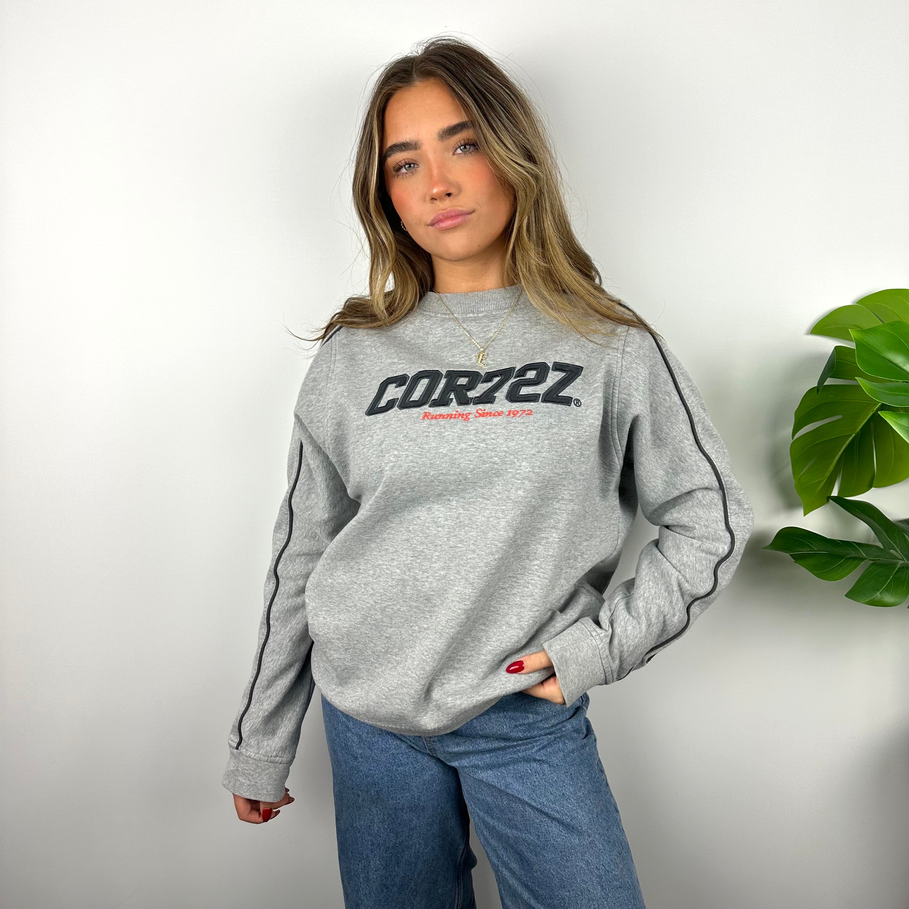 Nike Cortez Grey Embroidered Spell Out Sweatshirt (S)