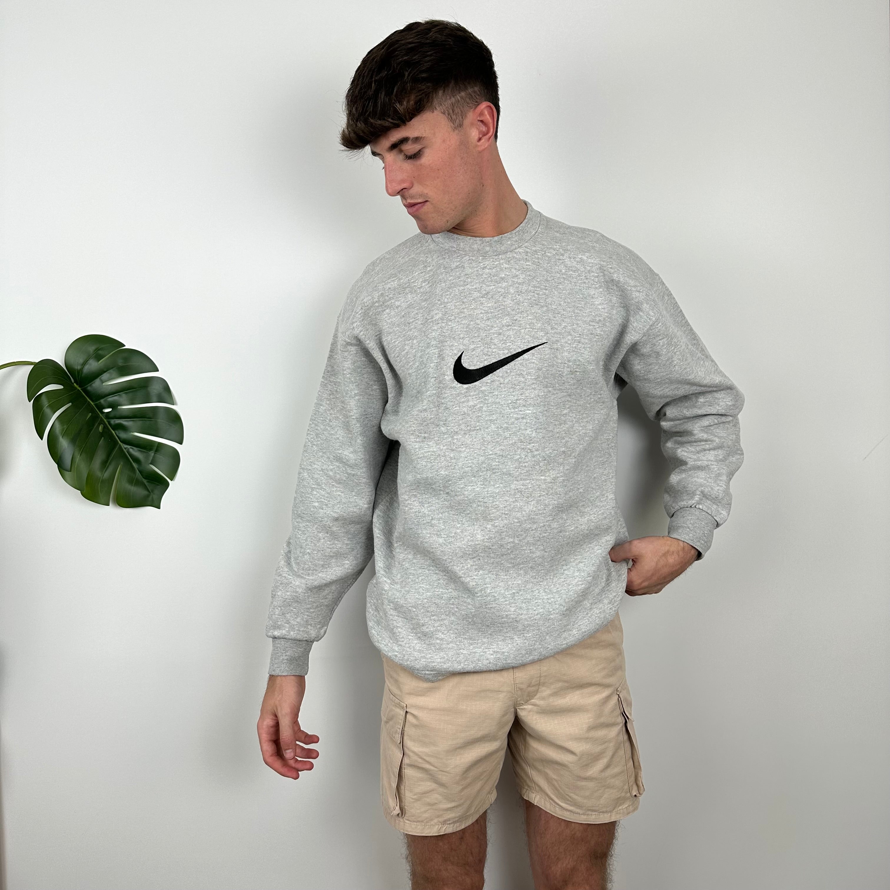 Nike Grey Embroidered Swoosh Sweatshirt (M)