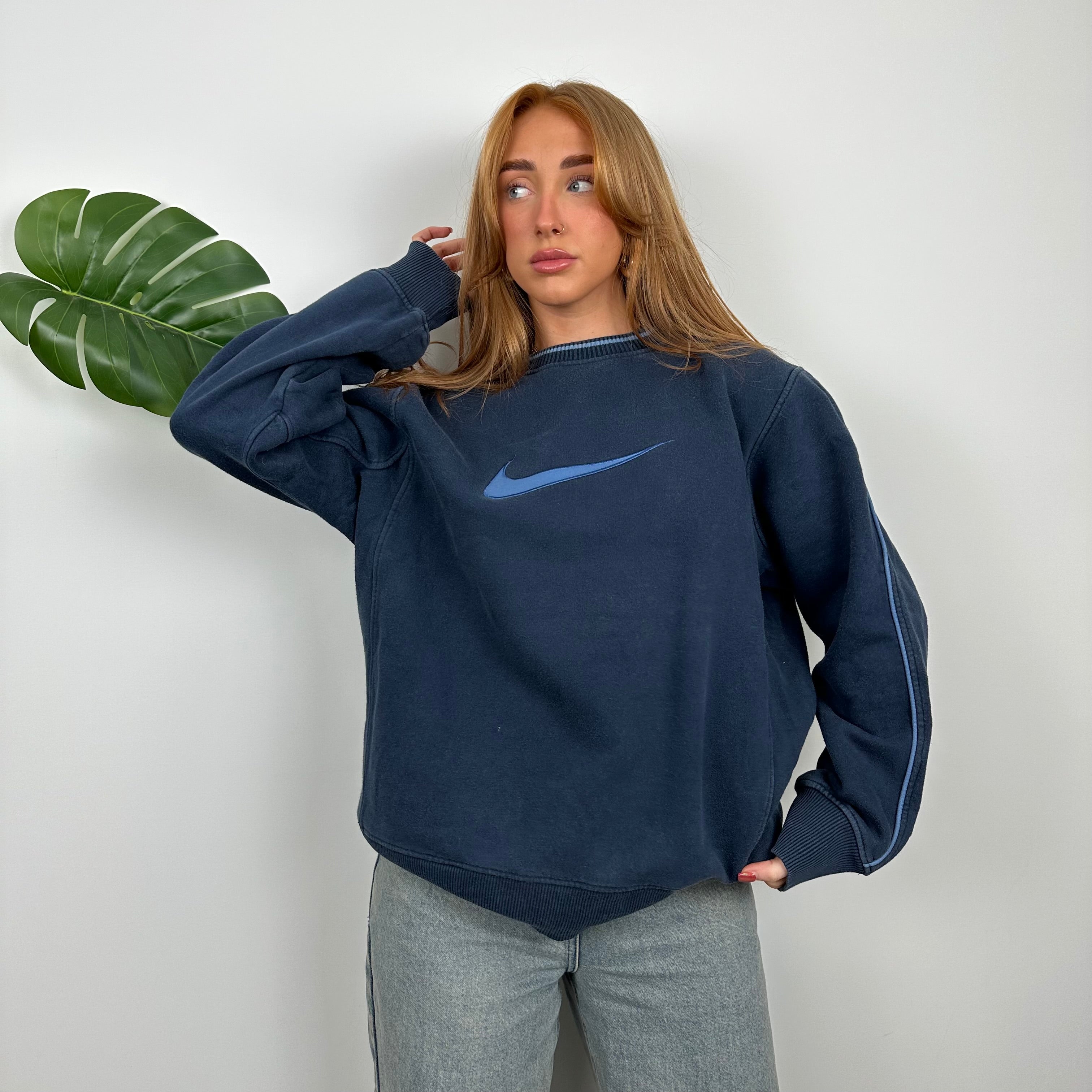 Nike Navy Embroidered Swoosh Sweatshirt (M)