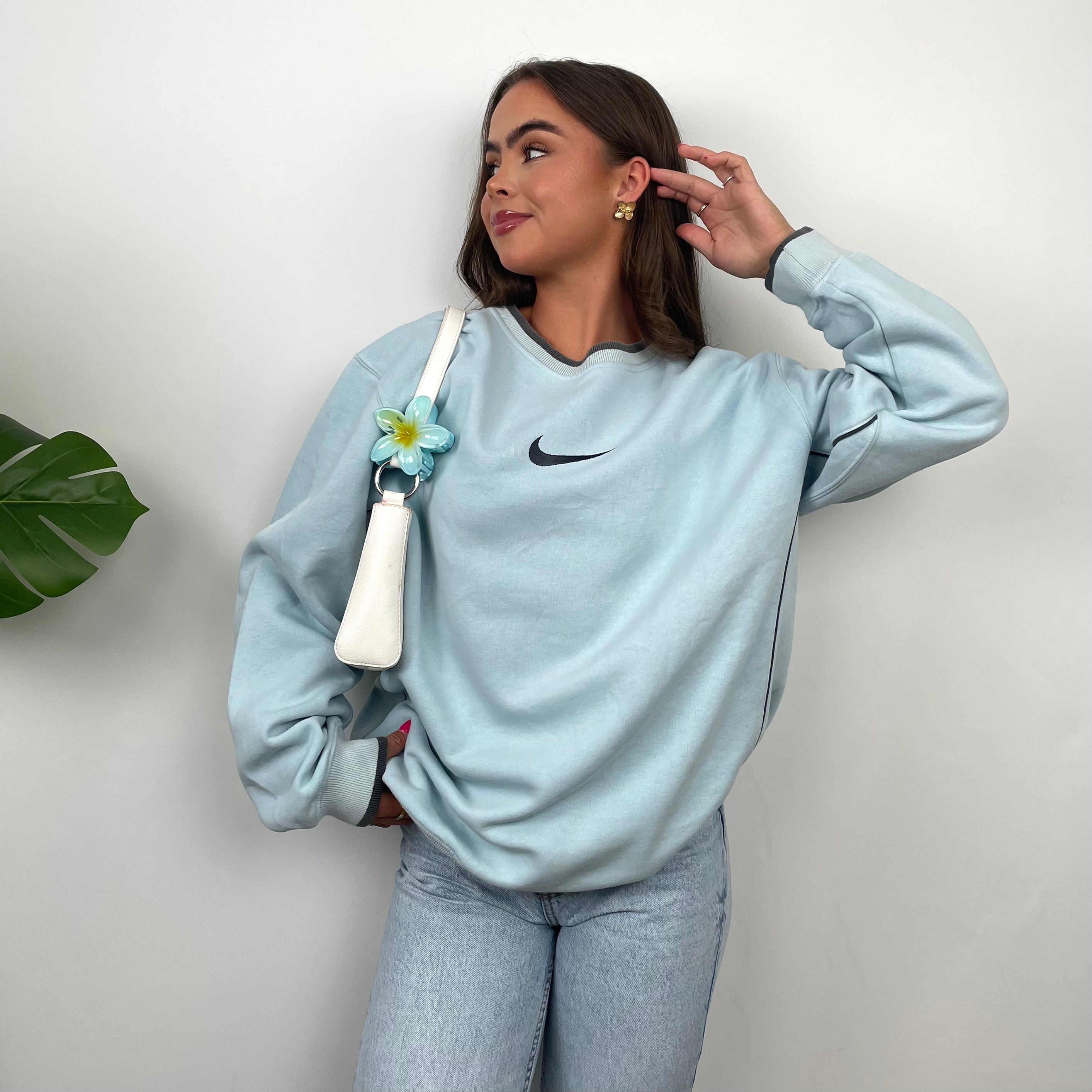 Nike Baby Blue Embroidered Swoosh Sweatshirt (L)