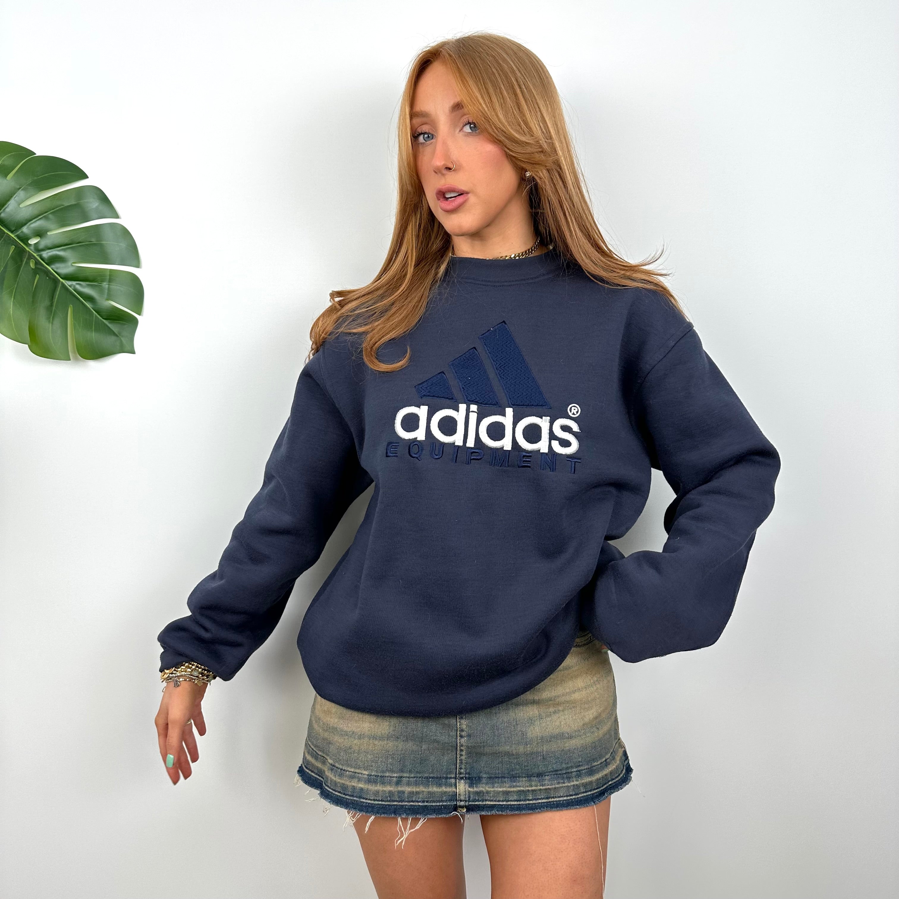 Adidas Equipment RARE Navy Embroidered Spell Out Sweatshirt (L)