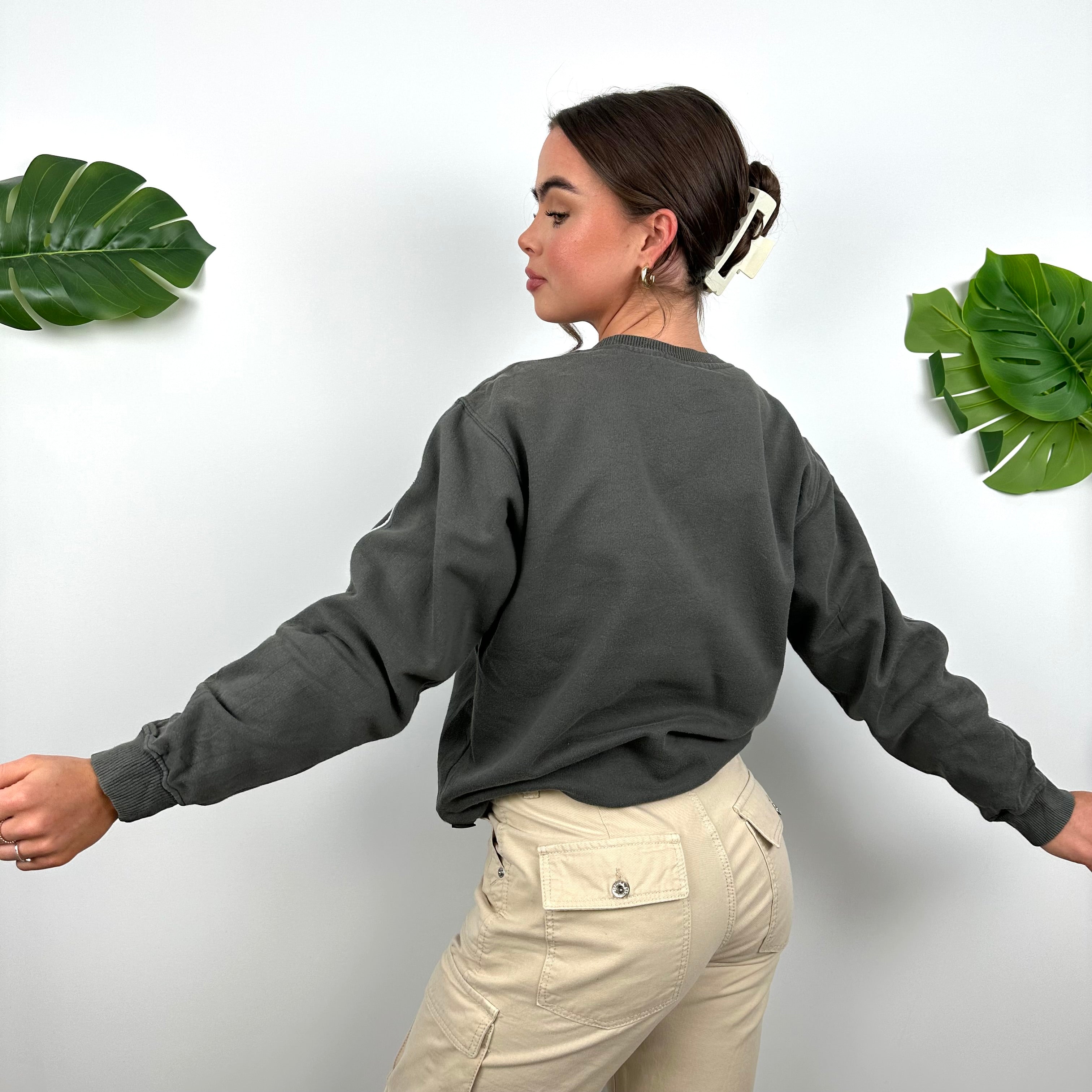 Adidas Grey Embroidered Spell Out Sweatshirt (S)